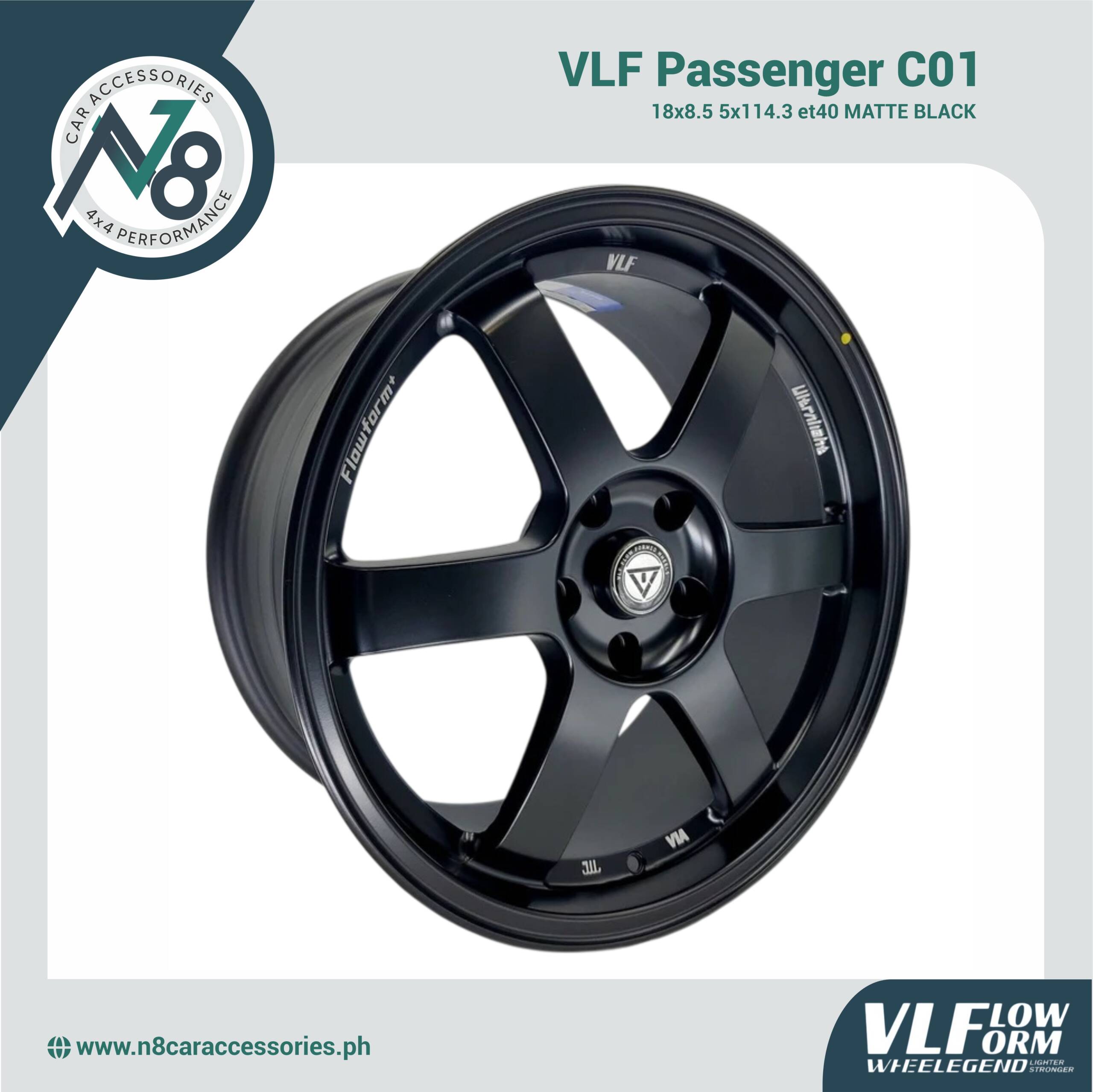 VLF C01 18x8.5 5x114.3 et40 Matte Black Genuine