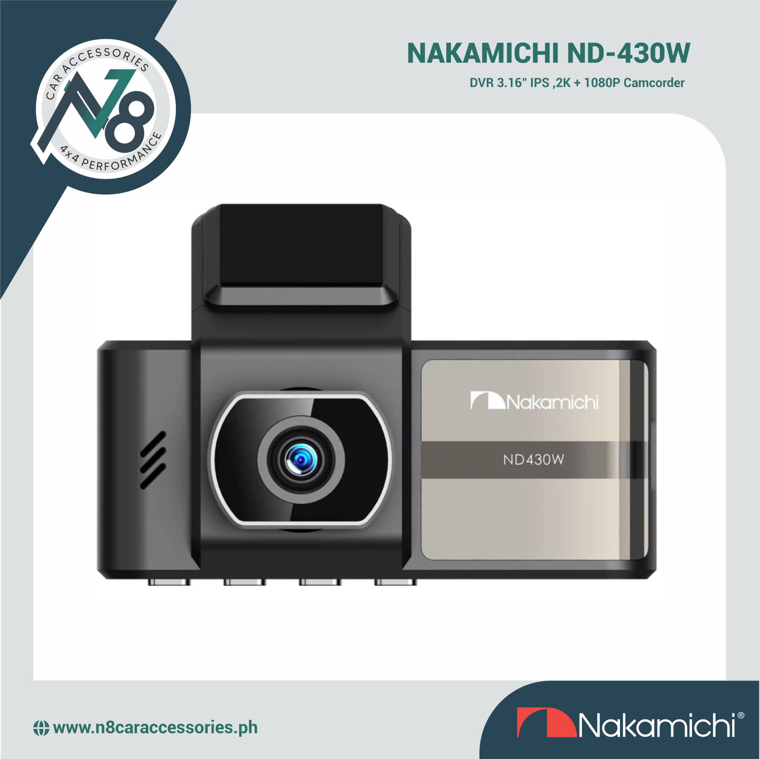 Nakamichi ND-430W DVR 3.16" IPS 2K + 1080P Camcorder Genuine