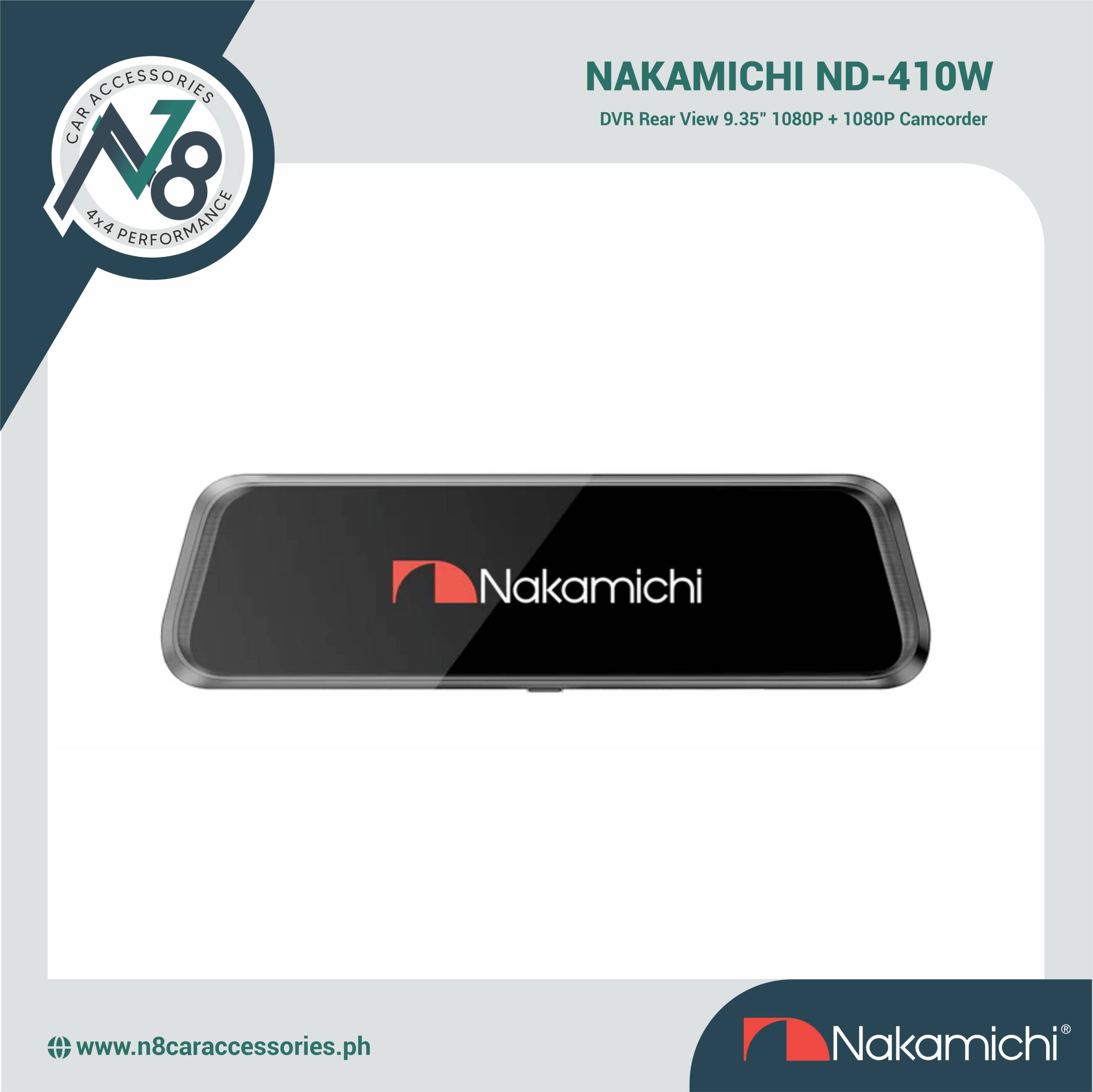 Nakamichi ND-410W DVR Rear View 9.35" 1080P + 1080P Camcorder Genuine