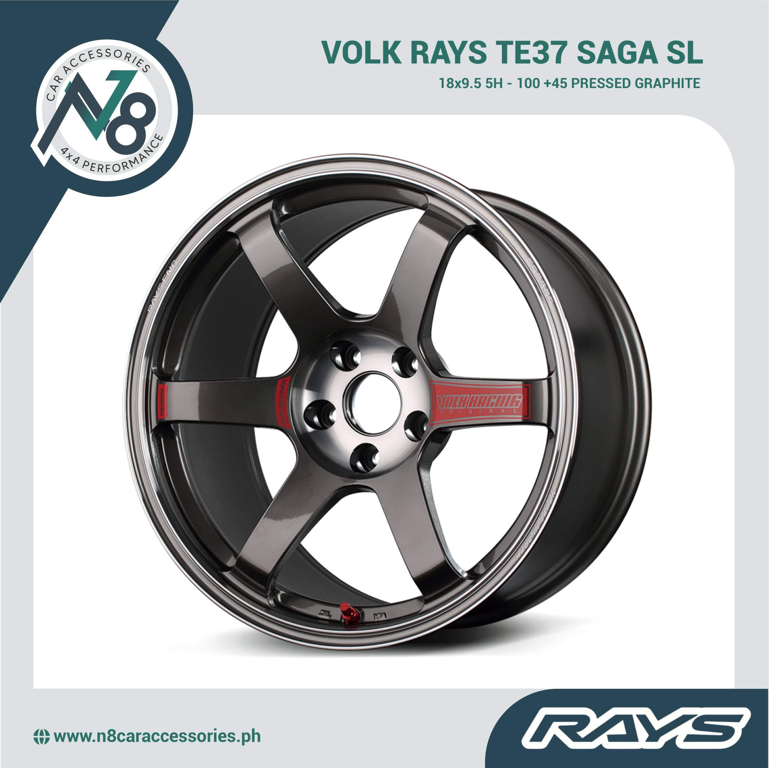 VOLK RAYS 18x9.5 5H - 100 +45 TE37 SAGA SL PRESSED GRAPHITE Genuine