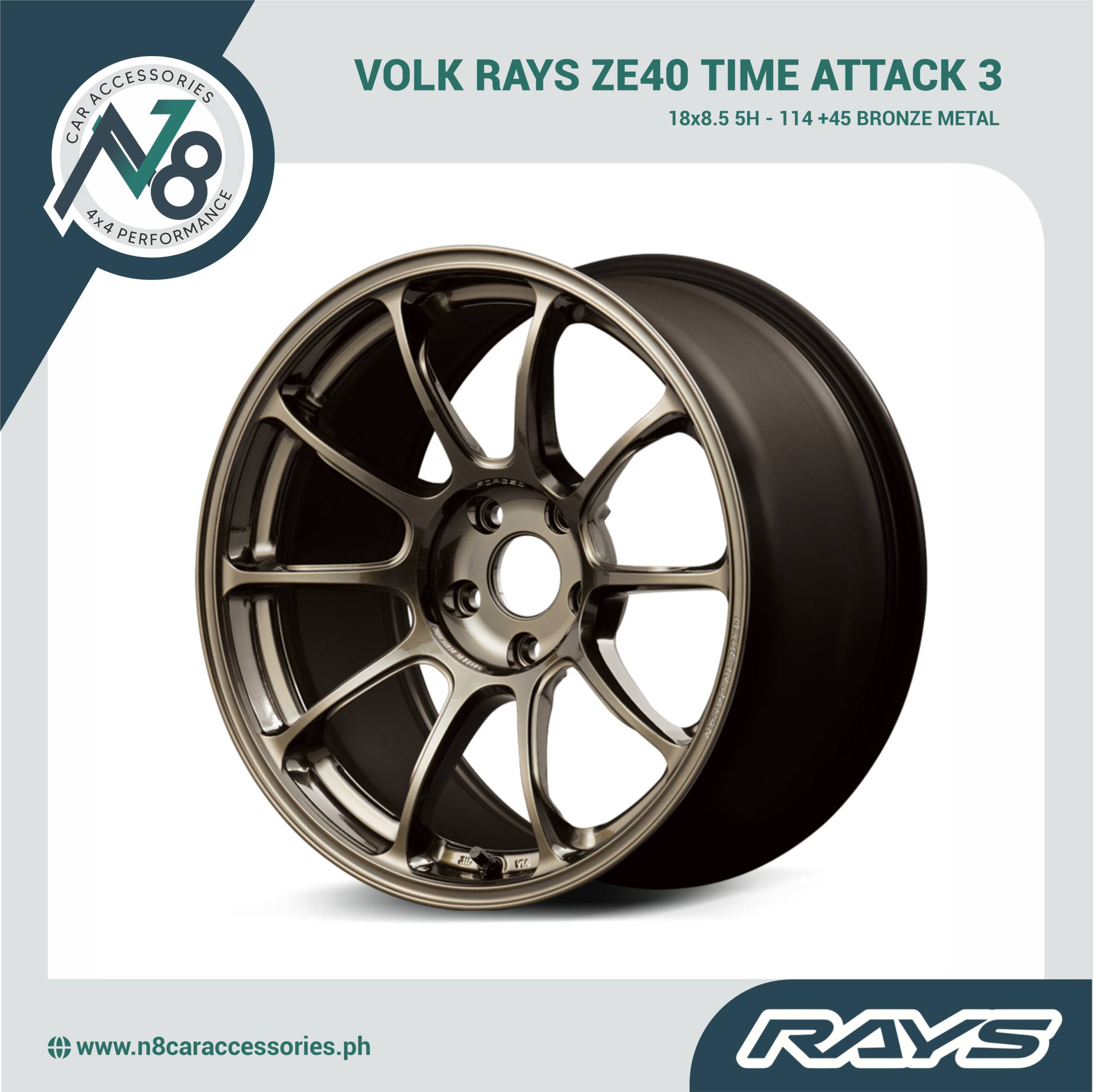 VOLK RAYS 18x8.5 5H - 114 +45 ZE40 Time Attack 3 BRONZE METAL Genuine