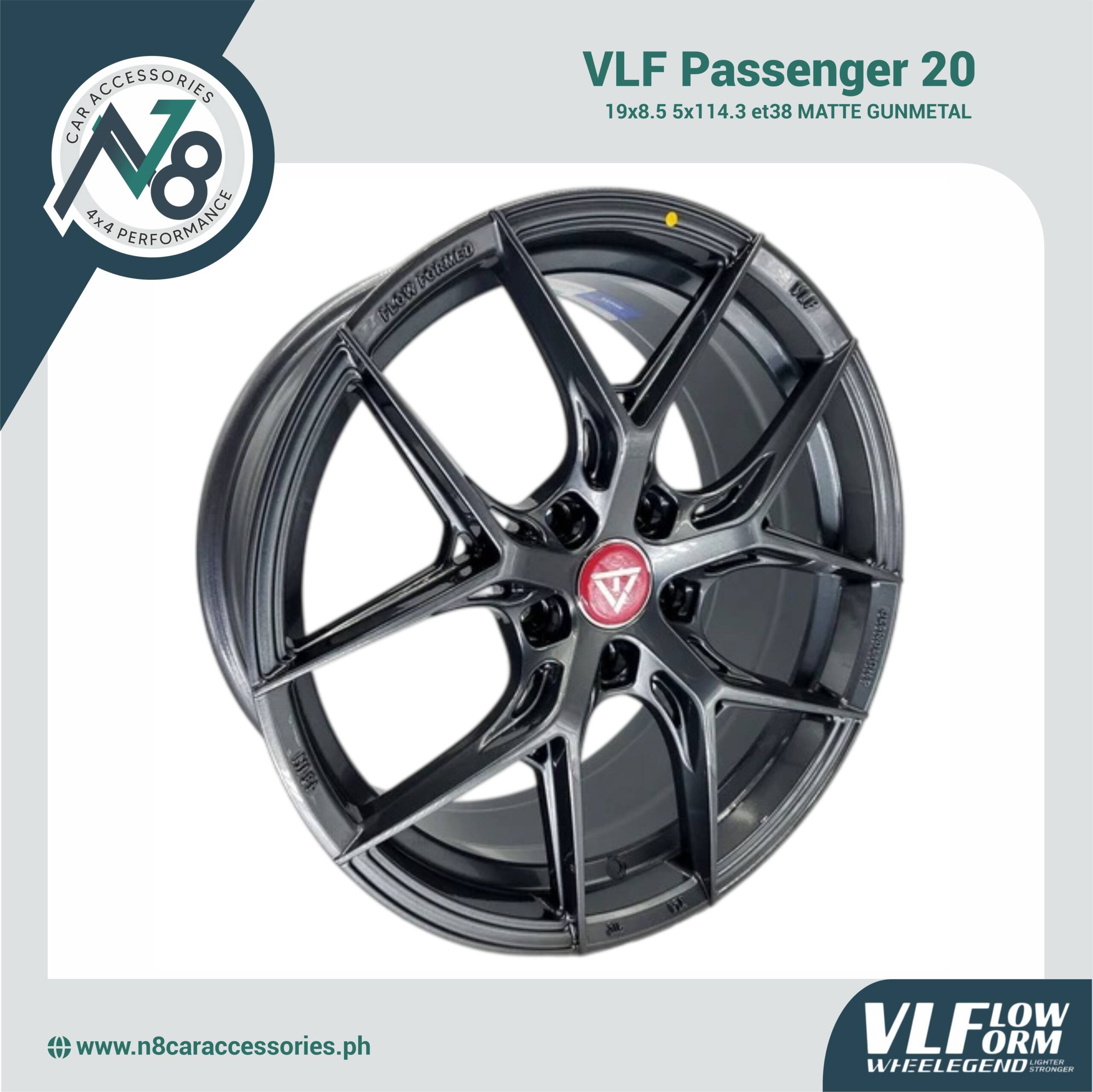 VLF-20 19x8.5 5x114.3 et38 Matte Gunmetal Genuine