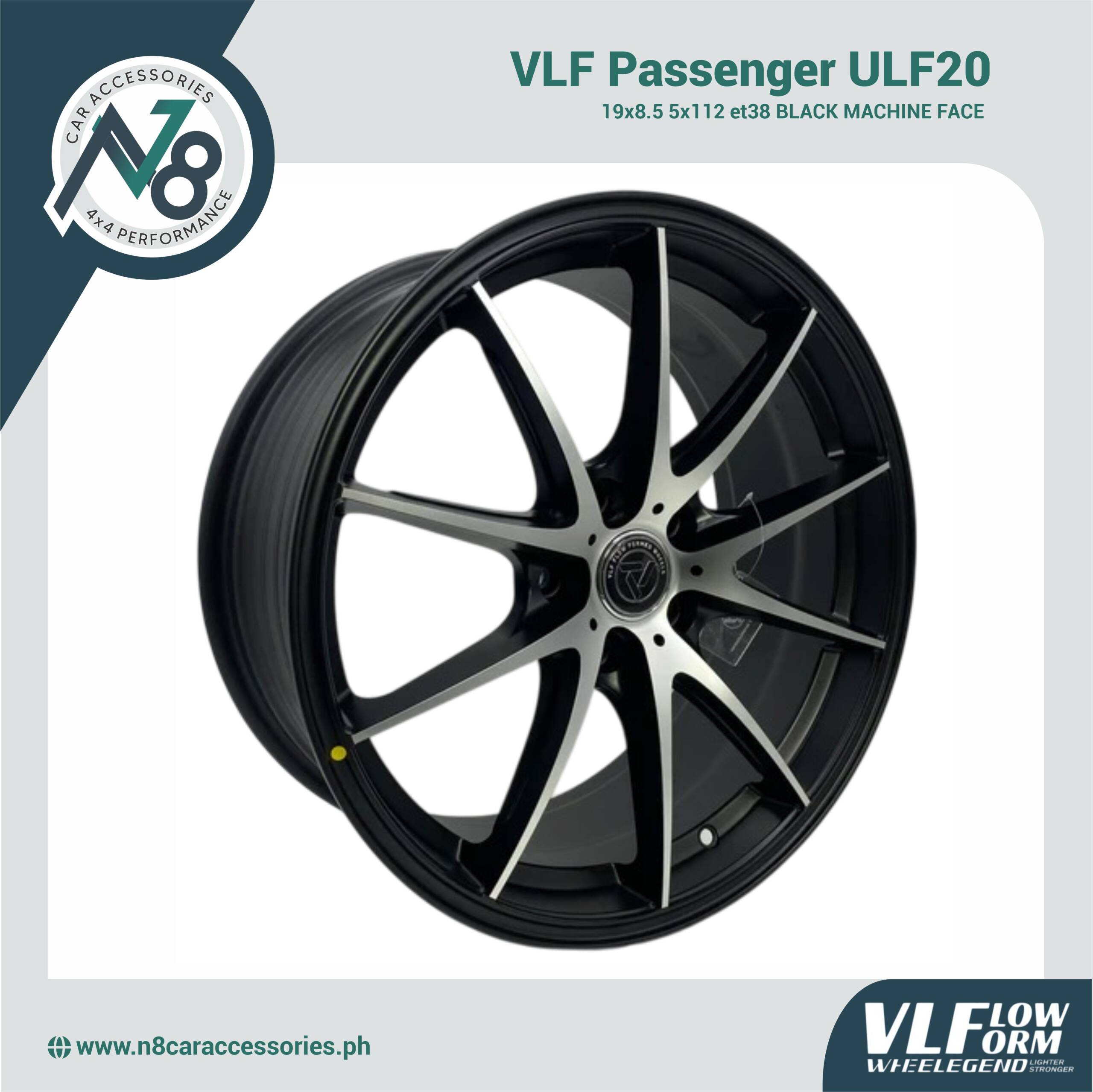 VLF ULF20 19x8.5 5x112 et38 Black Machine Face Genuine