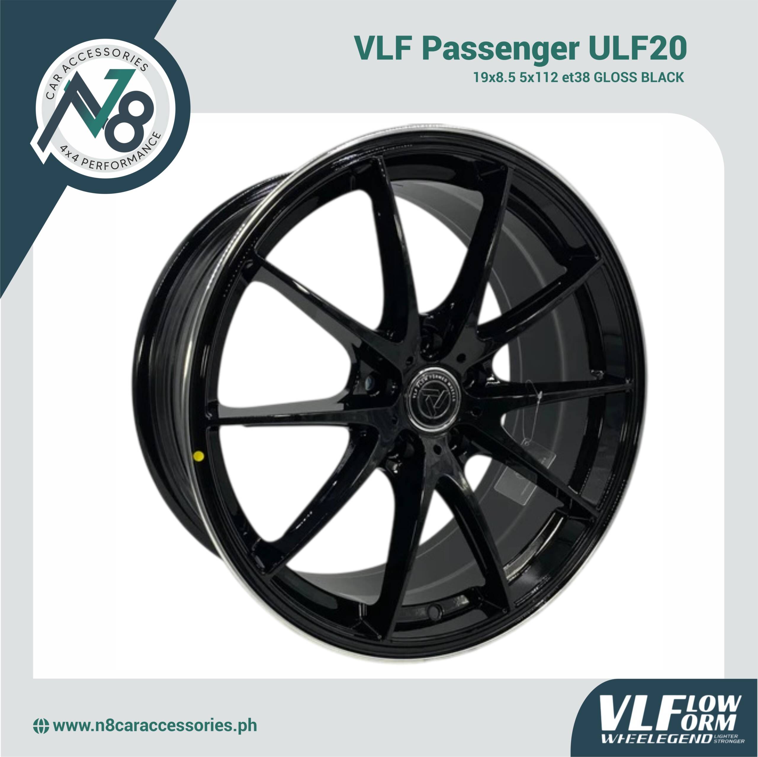 VLF ULF20 19x8.5 5x112 et38 Gloss Black Genuine