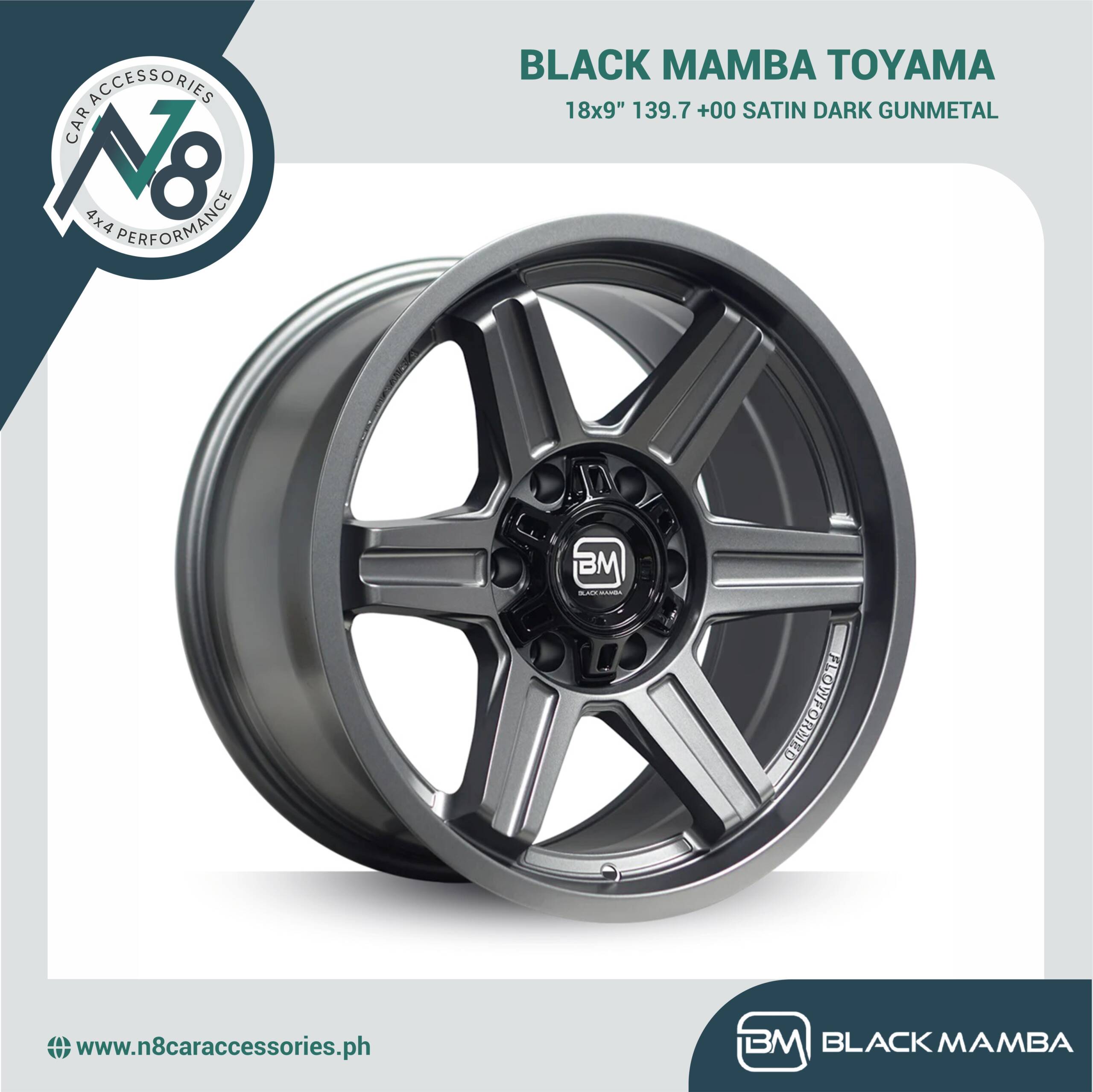 BLACK MAMBA TOYAMA 18x9" 139.7 +00 SATIN DARK GUNMETAL Genuine