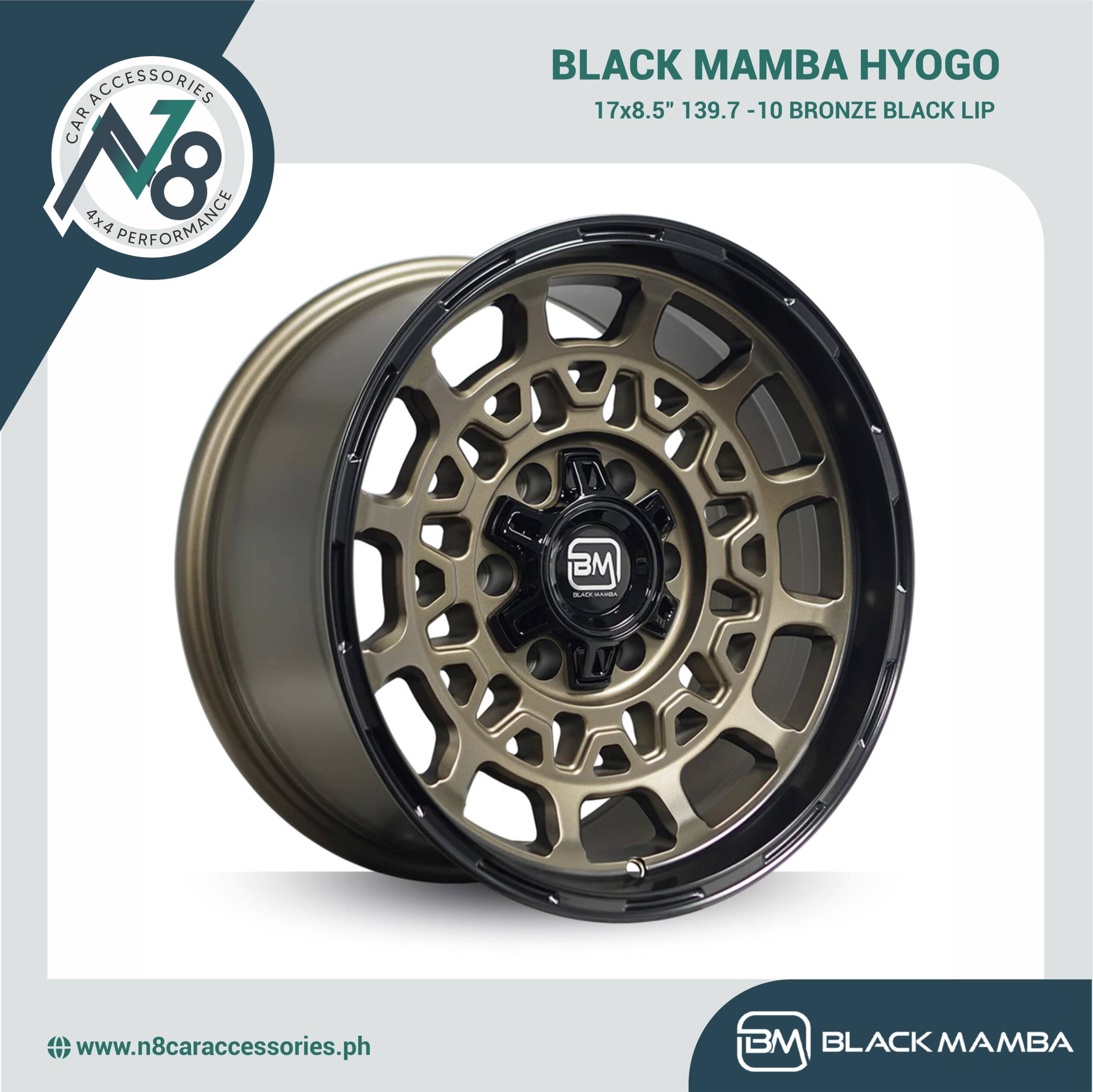 BLACK MAMBA HYOGO 17x8.5" 139.7 -10 BRONZE BLACK LIP Genuine
