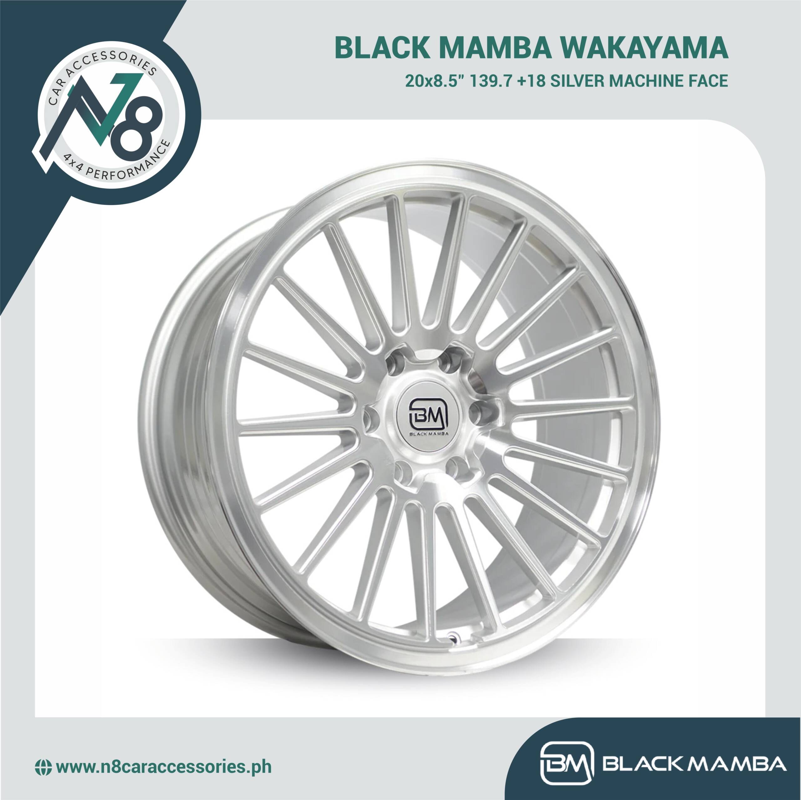 BLACK MAMBA WAKAYAMA 20x8.5" 139.7 +18 SILVER MACHINE FACE Genuine