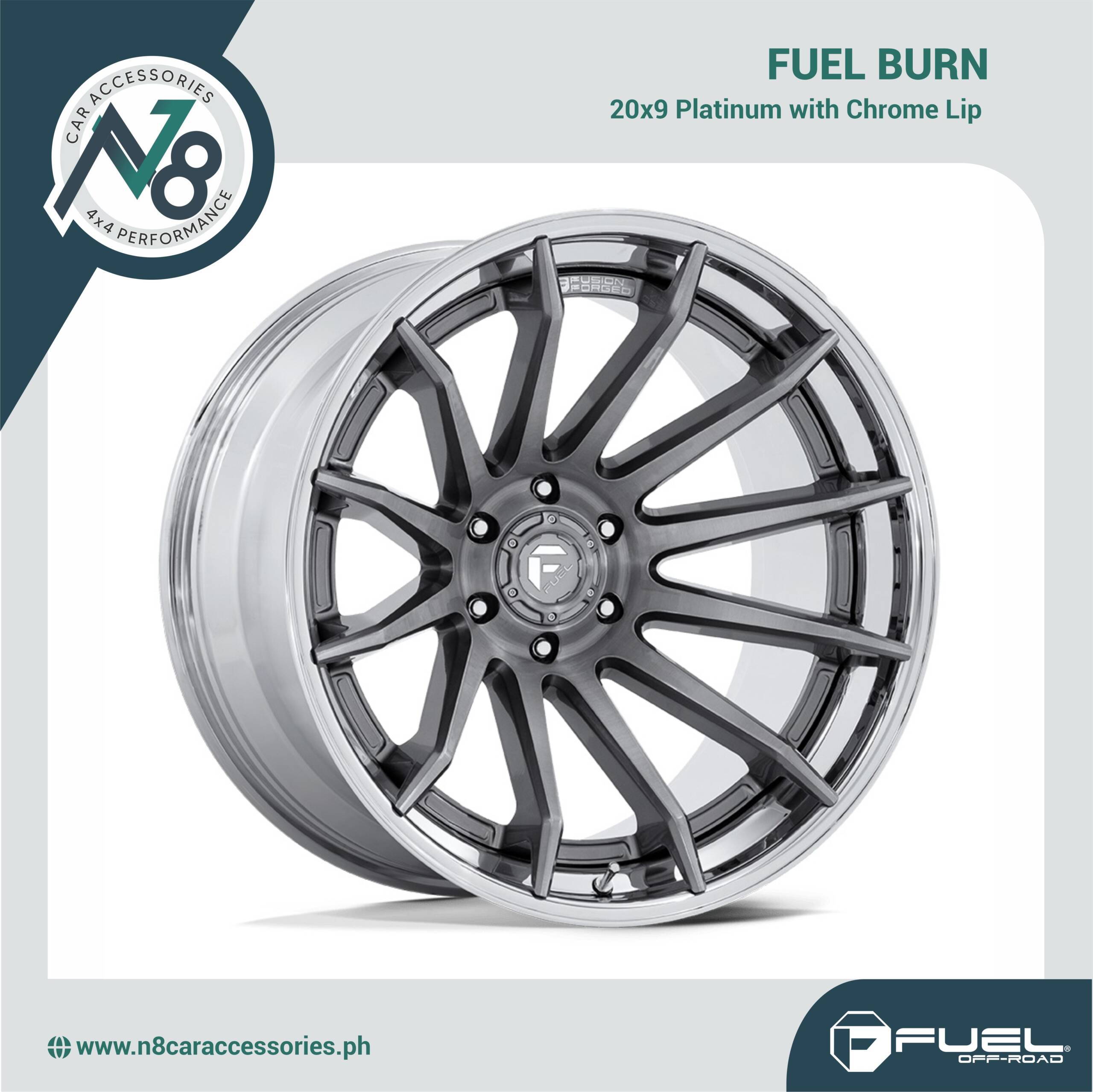 FUEL Burn 20x9 Platinum with Chrome Lip Genuine