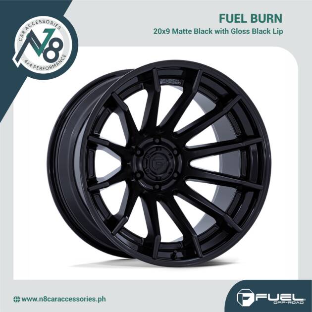 FUEL Burn 20x9 Matte Black with Gloss Black Lip Genuine