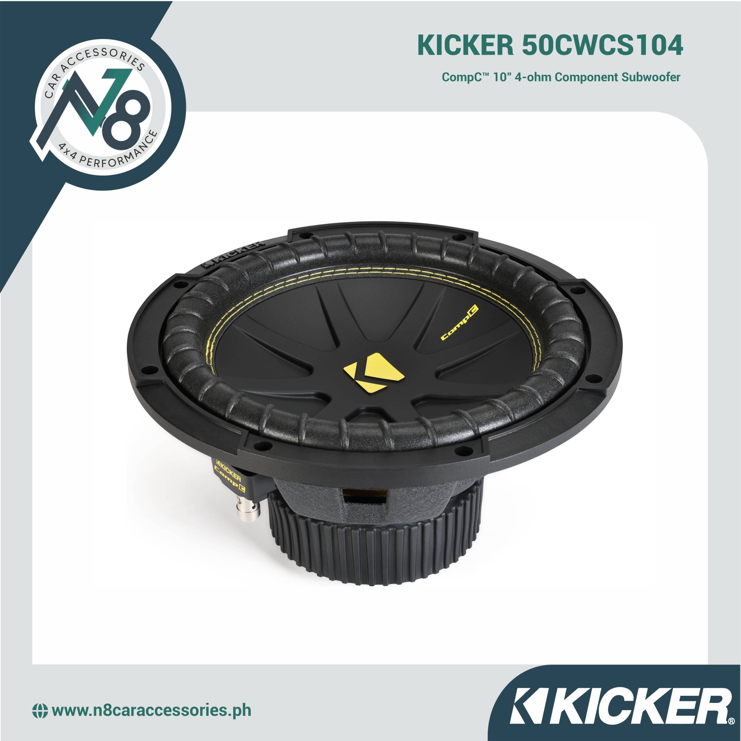 KICKER 50CWCS104 CompC™ 10" 4-ohm Component Subwoofer Genuine