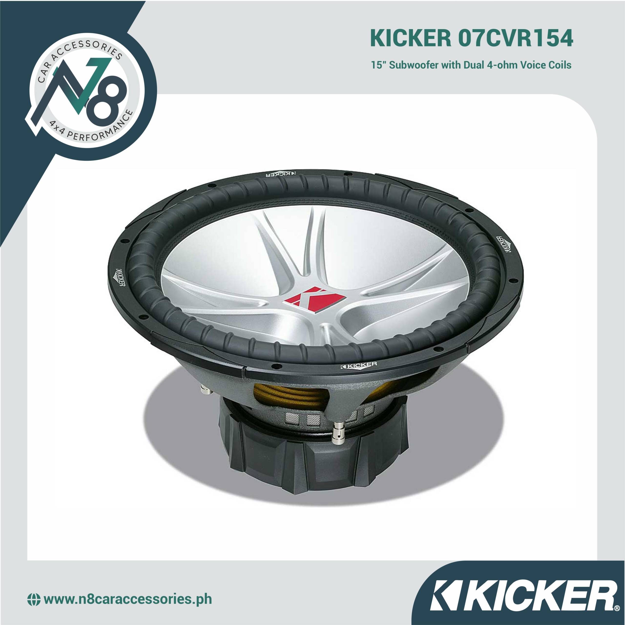 KICKER 07CVR154 15" Subwoofer with Dual 4-ohm Voice Coils Genuine