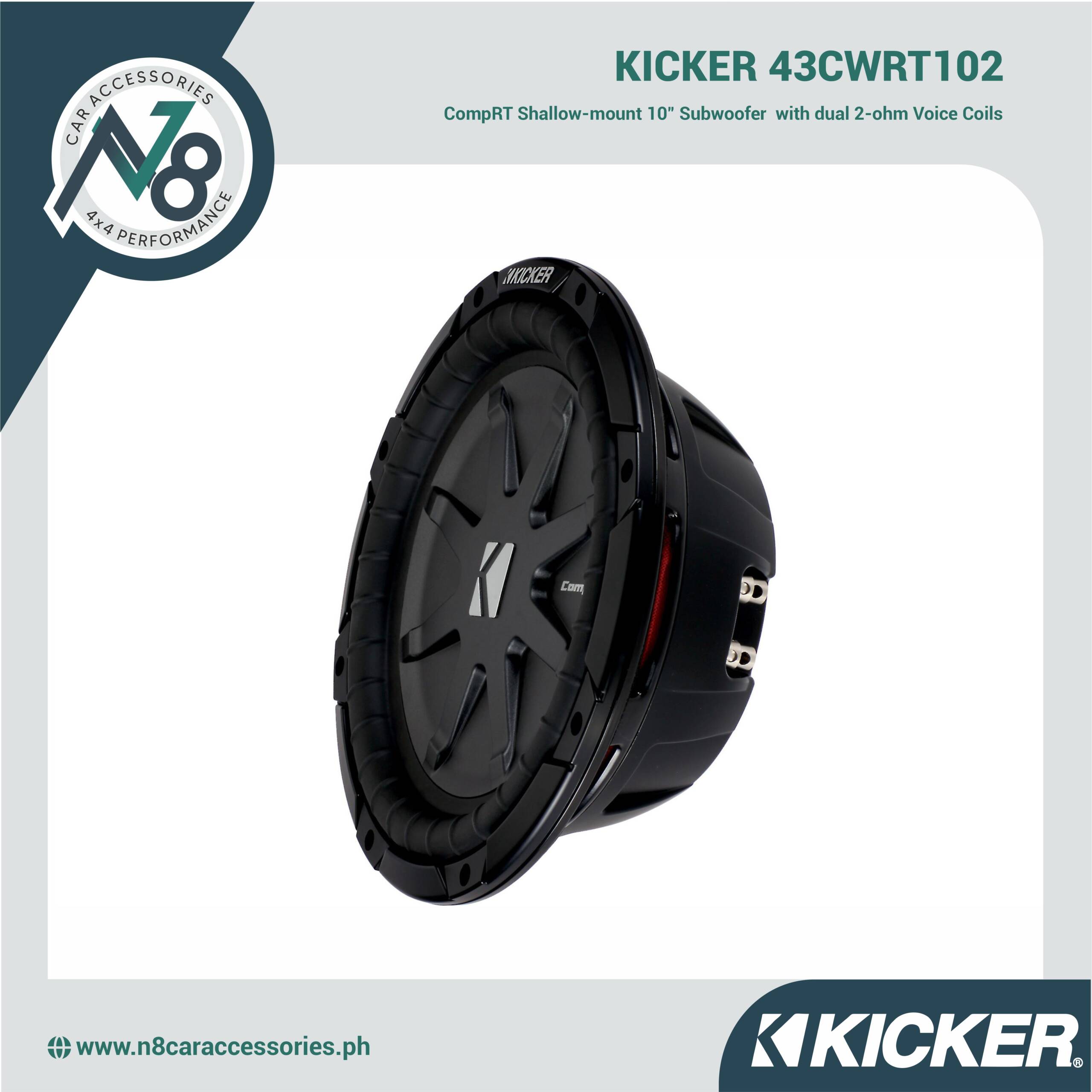 KICKER 43CWRT102 CompRT Shallow-mount 10" Subwoofer Genuine