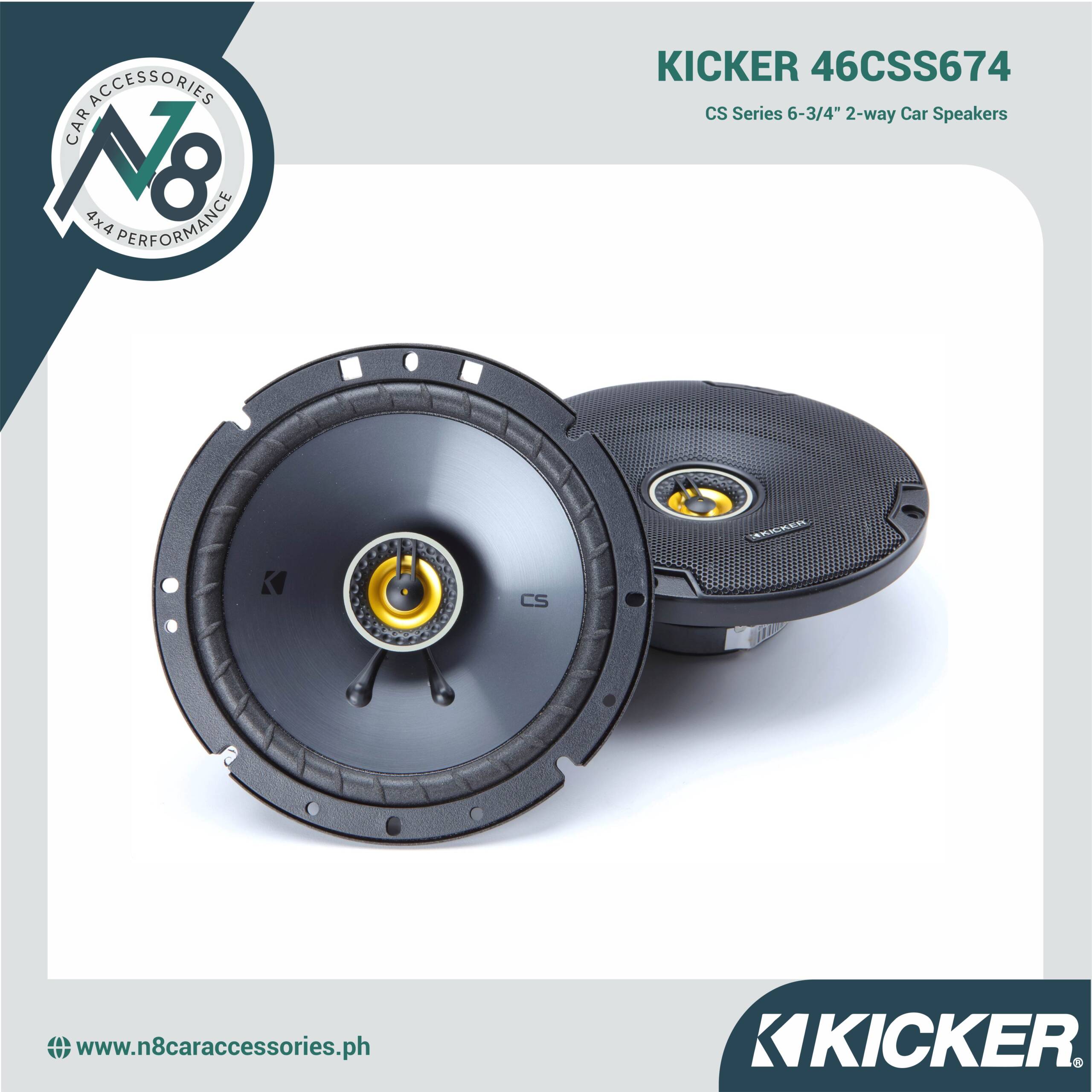 KICKER 46CSS674 CS Series 6-3/4" 2-way Car Speakers Genuine