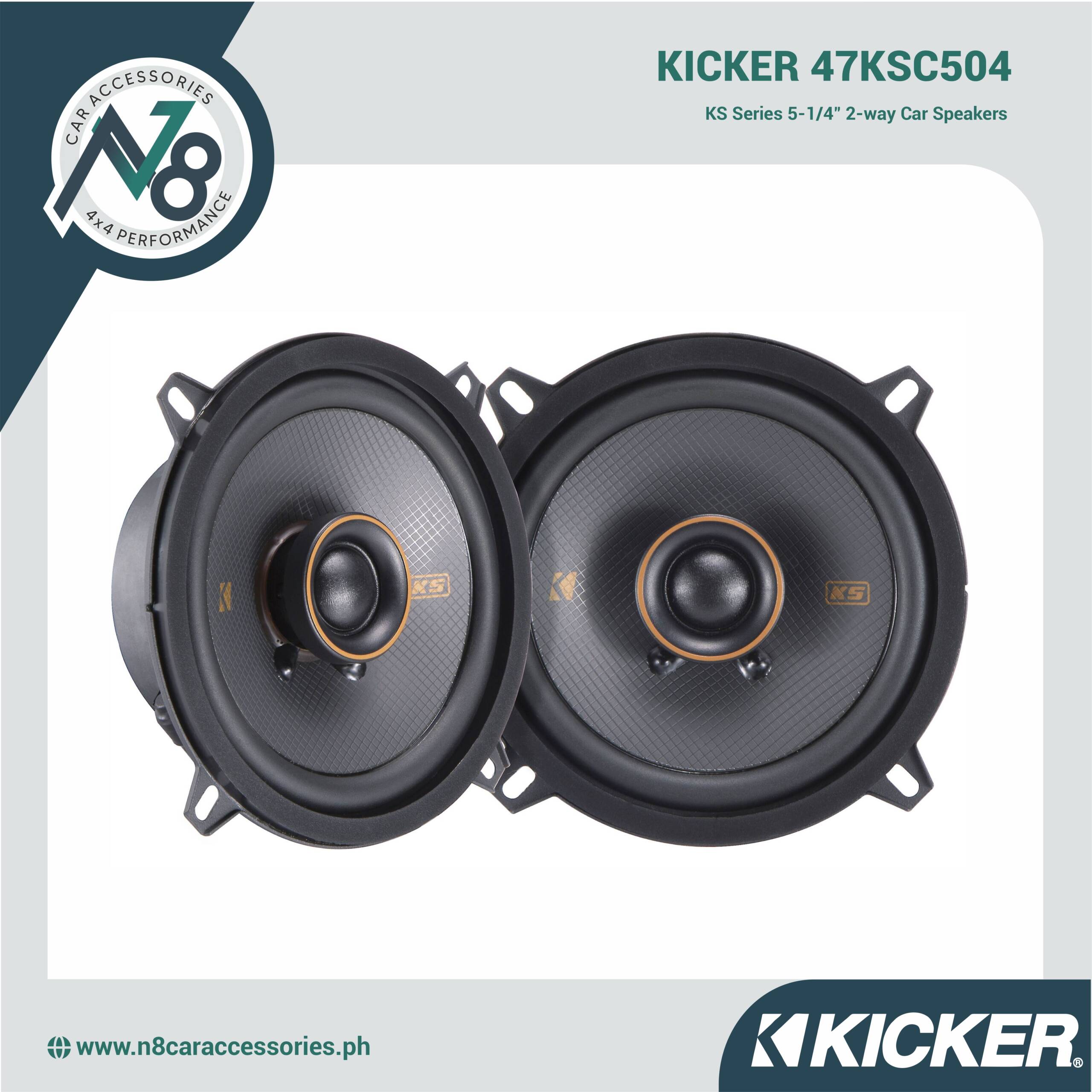 KICKER 47KSC504 KS Series 5-1/4" 2-way Car Speakers Genuine