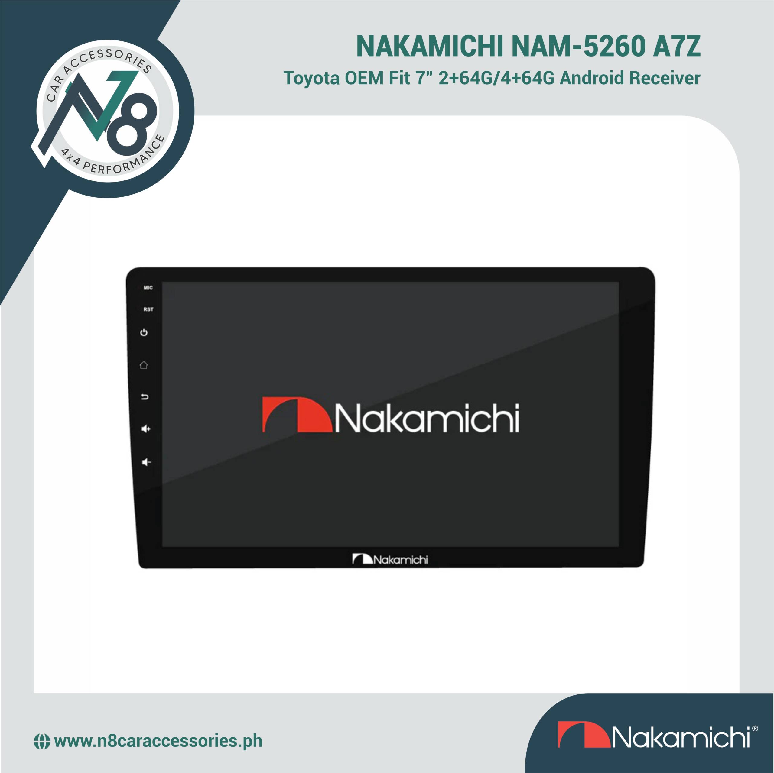 NAKAMICHI NAM-5260 A7Z Toyota OEM Fit 2+64G/4+64G Android Receiver Genuine