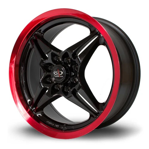 ROTA AUTO-X 15x6.5 4x100 BLACK RED LIP Wheels Genuine - Image 3