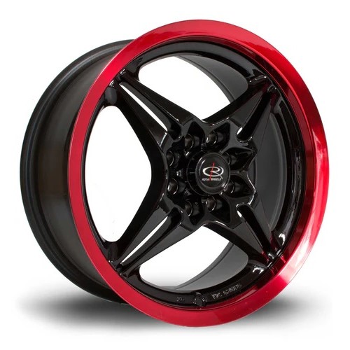 ROTA AUTO-X 15x6.5 4x100 BLACK RED LIP Wheels Genuine - Image 2