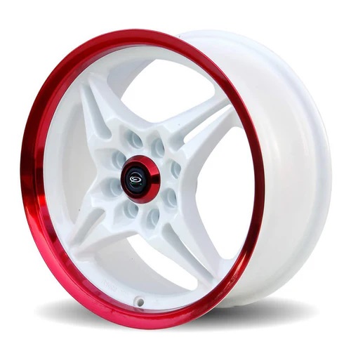 ROTA AUTO-X 15x6.5 4x100 WHITE RED LIP Wheels Genuine - Image 3