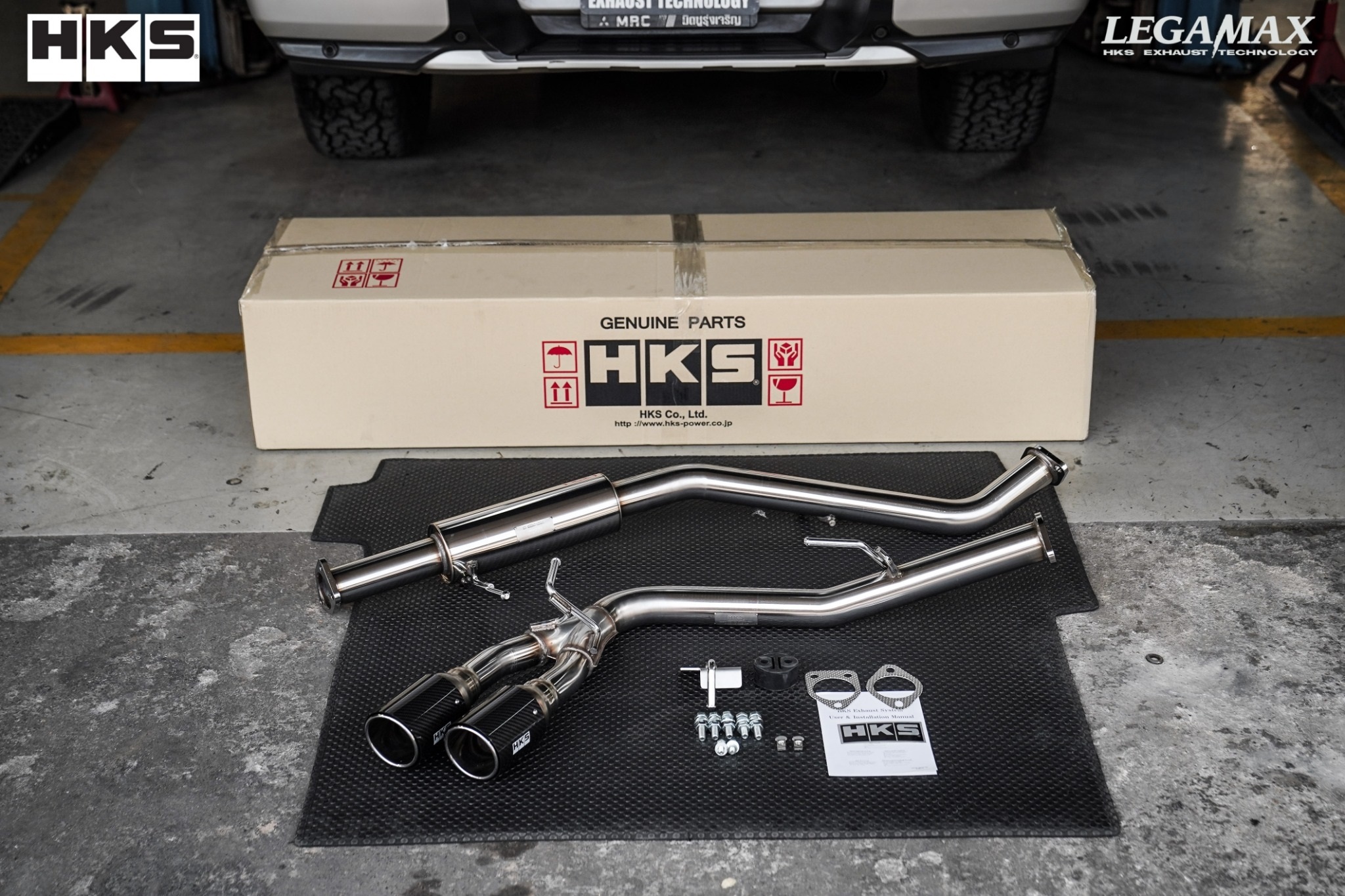 HKS Cat-Back Side Muffler Twin Carbon for ALL NEW TRITON - PN#31021-ZM009 Genuine - Image 3
