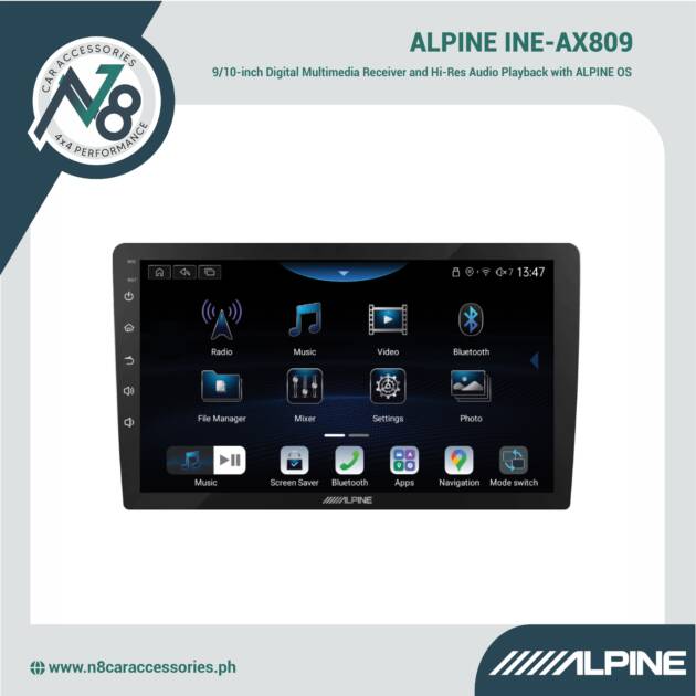 ALPINE INE-AX809 9/10-inch Digital Multimedia Receiver and Hi-Res Audio Playback Genuine