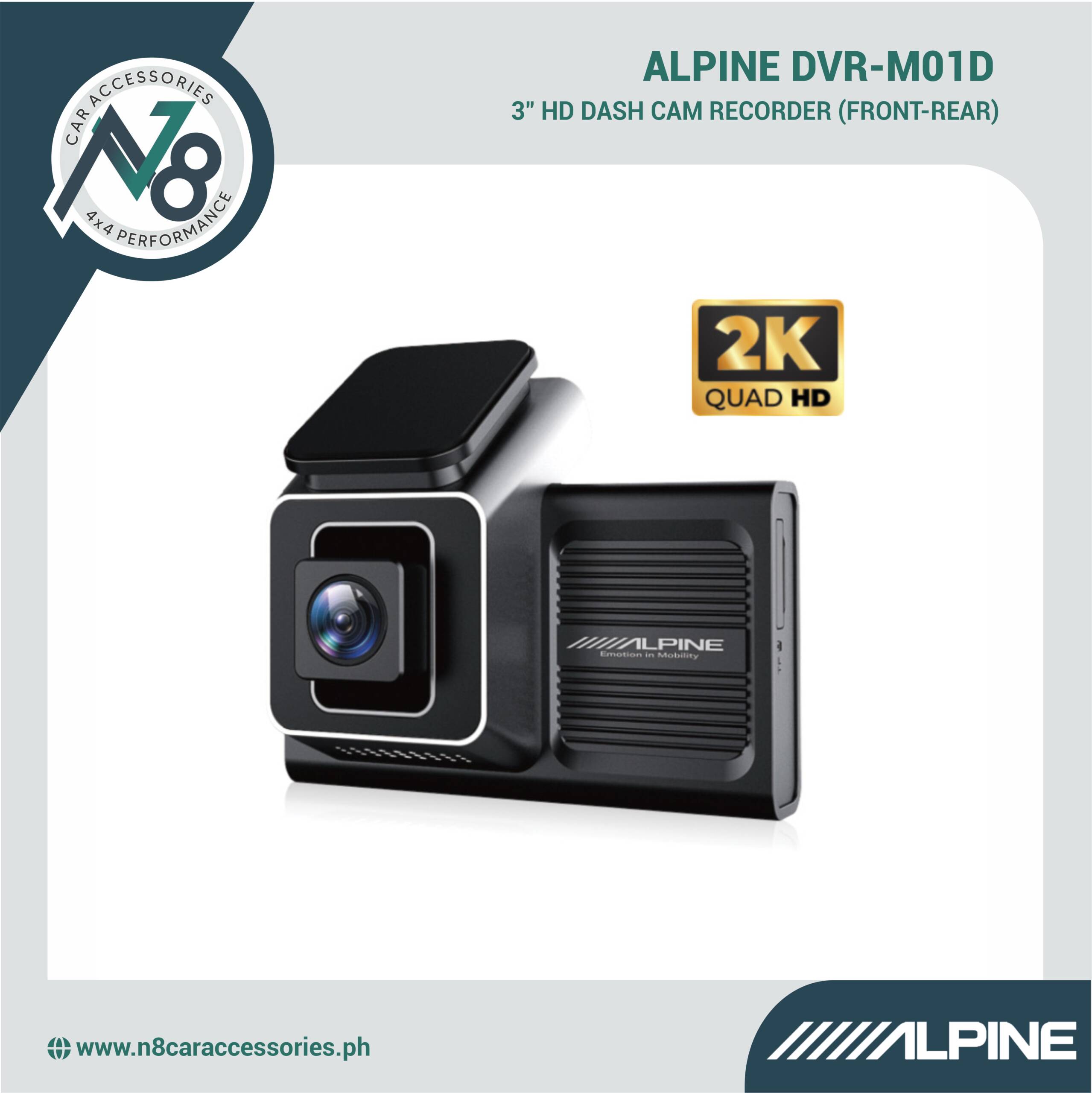 ALPINE DVR-M01D 3" HD Dash Cam Recorder (FRONT-REAR) Genuine