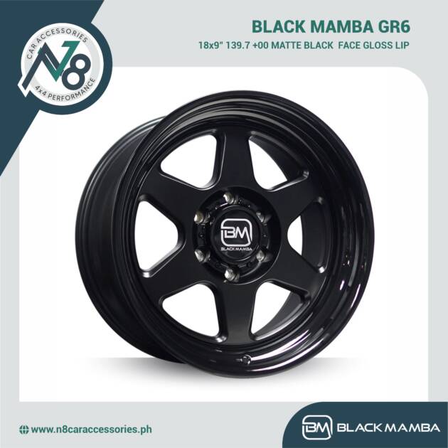 BLACK MAMBA GR6 18x9" 139.7 +00 MATTE BLACK FACE GLOSS LIP Genuine