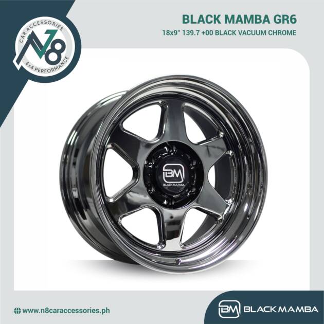 BLACK MAMBA GR6 18x9" 139.7 +00 BLACK VACUUM CHROME Genuine