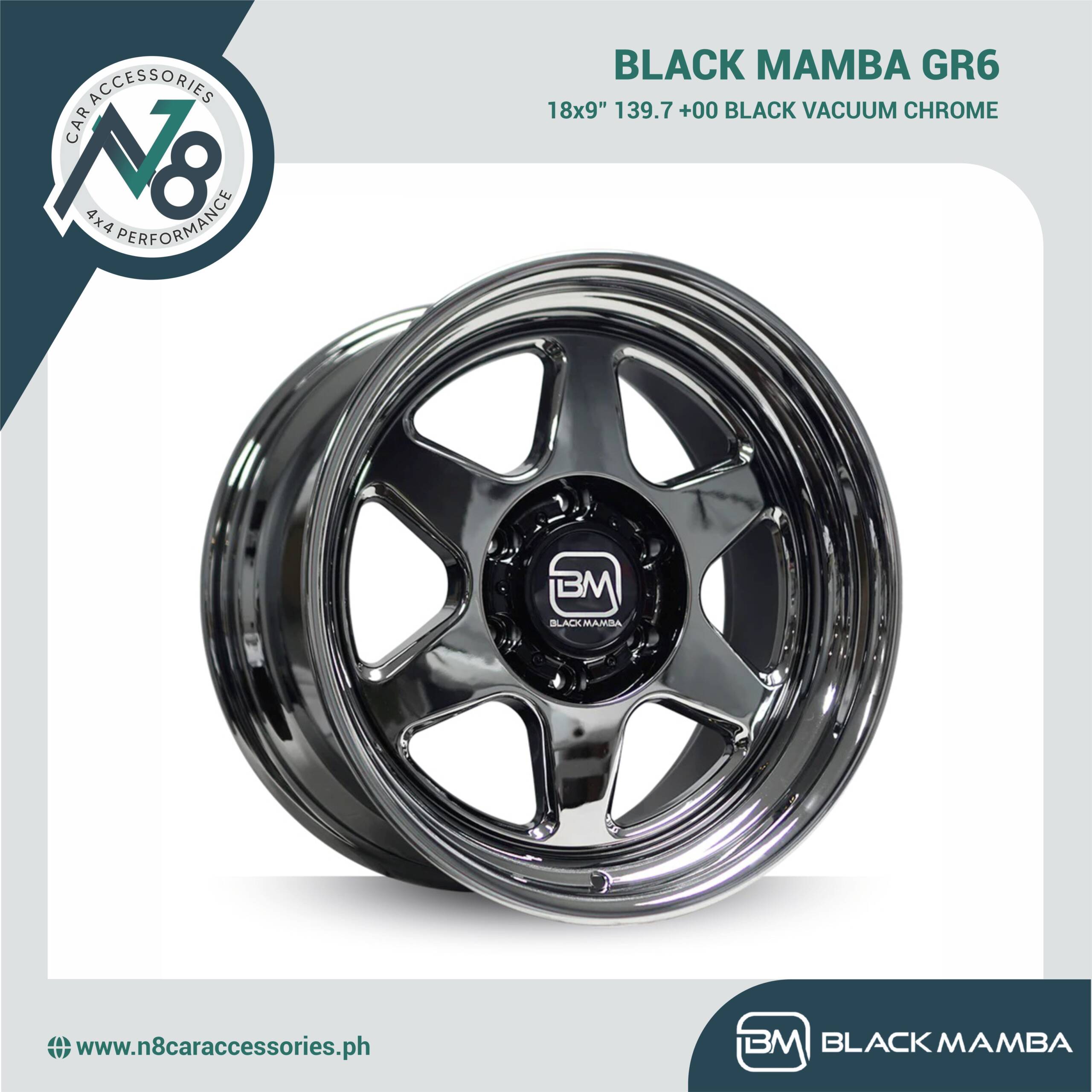 BLACK MAMBA GR6 18x9" 139.7 +00 BLACK VACUUM CHROME Genuine