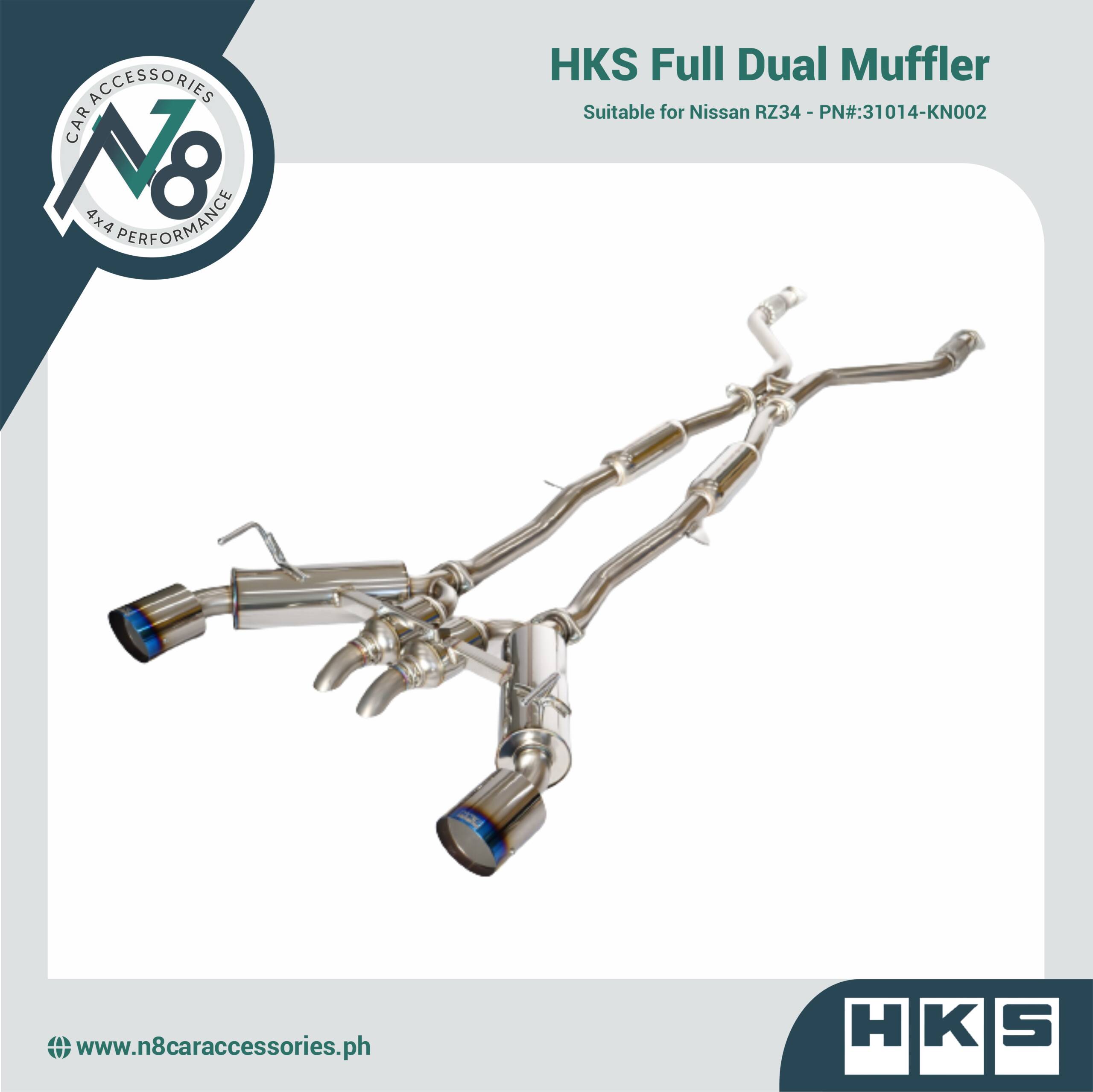 HKS Full Dual Muffler for NISSAN RZ34 - PN#:31014-KN002 Genuine