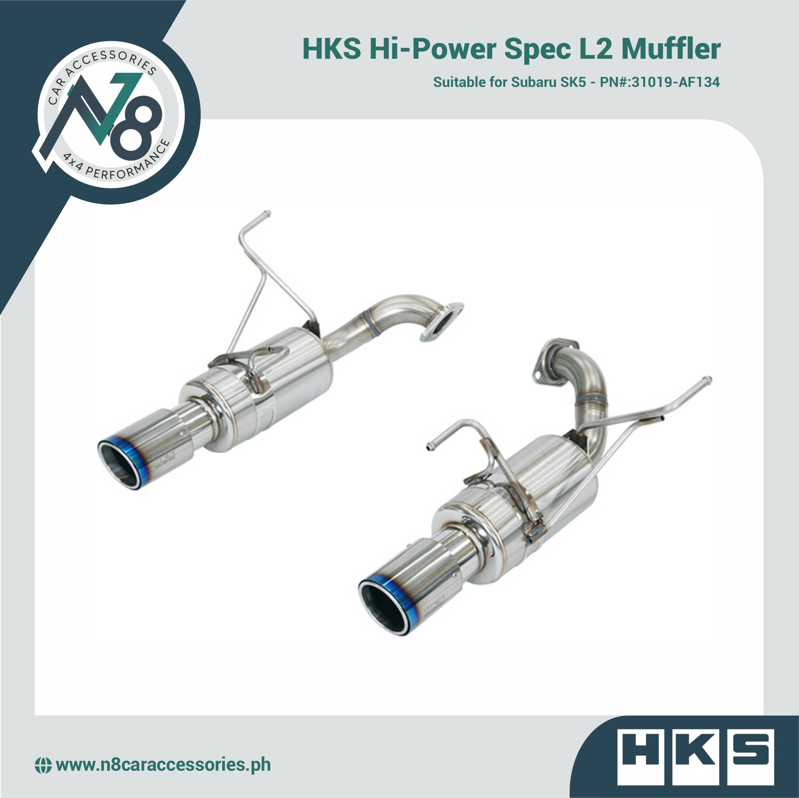 HKS Hi-Power Spec L2 Muffler for SUBARU SK5 - PN#:31019-AF134 Genuine