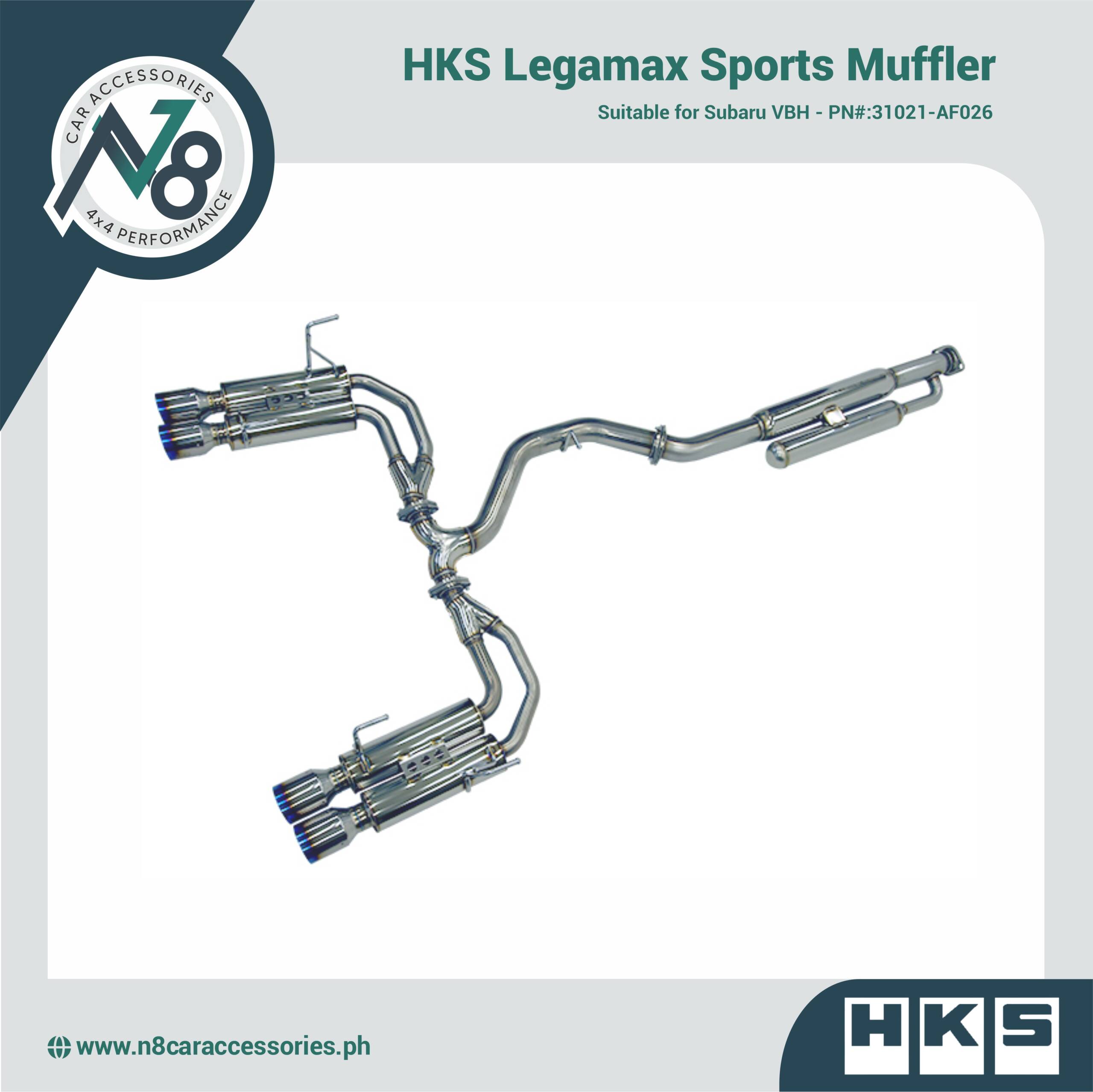 HKS Legamax Sports Muffler for SUBARU VBH - PN#:31021-AF026 Genuine