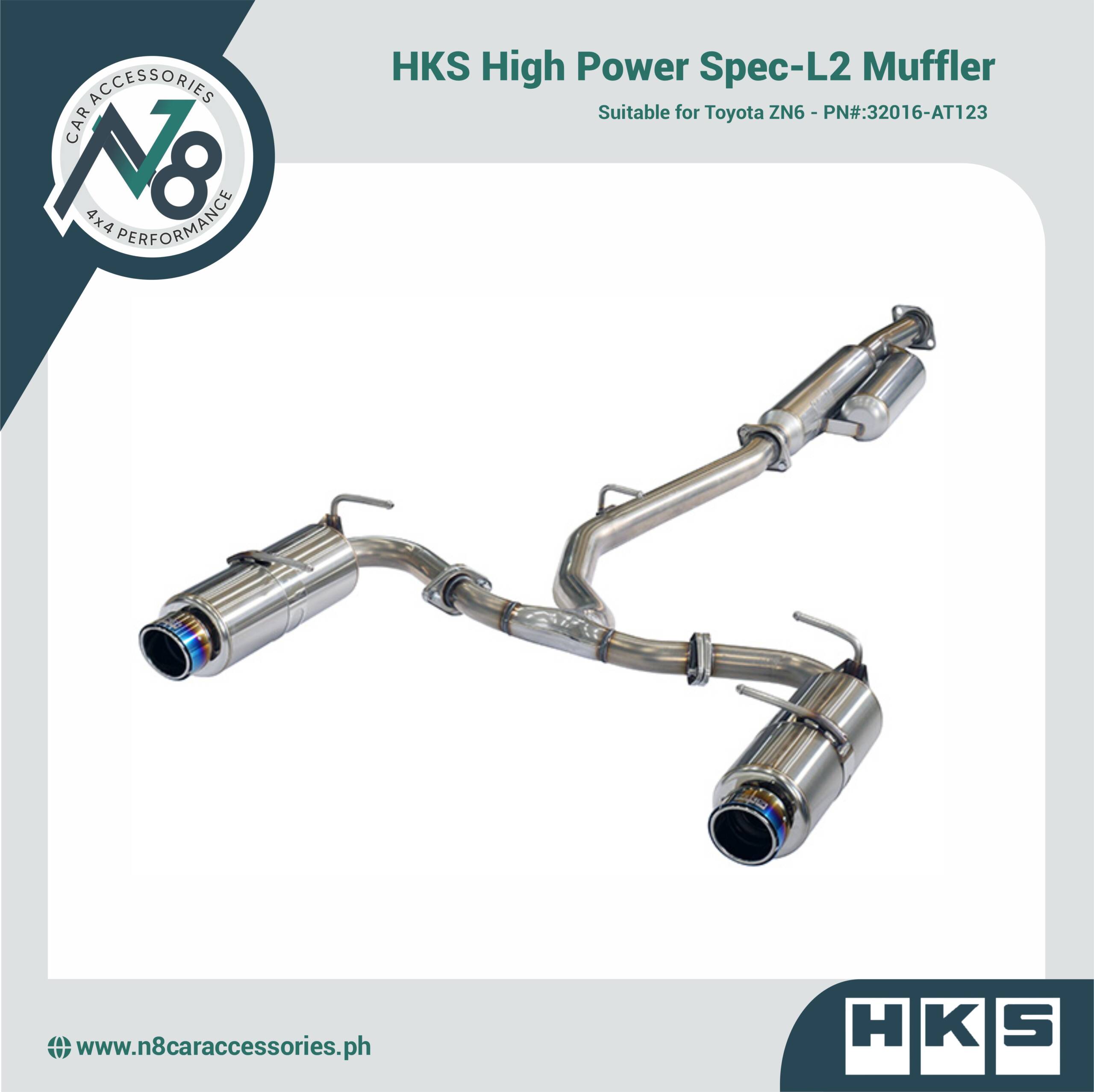 HKS High Power Spec-L2 Muffler for TOYOTA ZN6 - PN#:32016-AT123 Genuine
