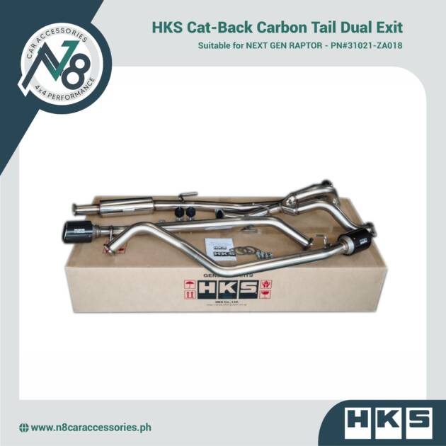 HKS Cat-Back Carbon Tail Dual Exit for NEXT GEN RAPTOR - PN#31021-ZA018 Genuine
