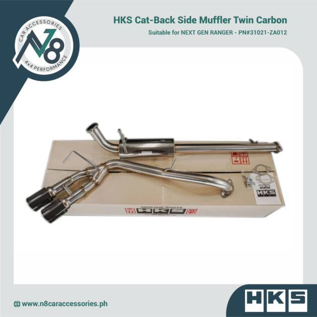 HKS Cat-Back Side Muffler Twin Carbon for NEXT GEN RANGER - PN#31021-ZA012 Genuine