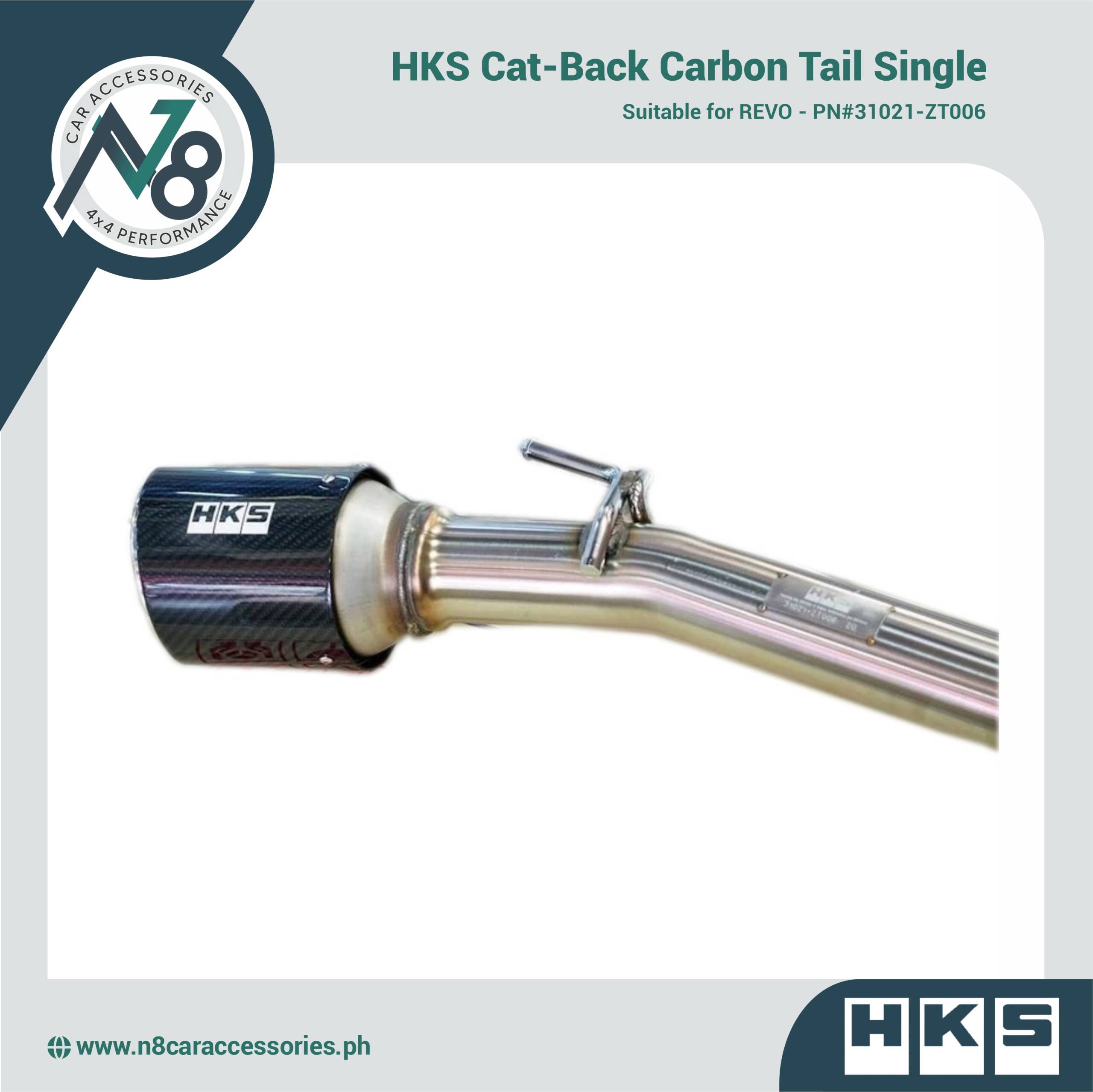 HKS Cat-Back Carbon Tail Single for REVO - PN#31021-ZT006 Genuine