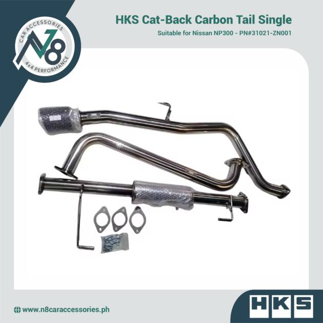 HKS Cat-Back Carbon Tail Single for NP300 - PN#31021-ZN001 Genuine