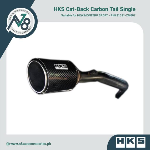 HKS Cat-Back Carbon Tail Single for NEW MONTERO SPORT - PN#31021-ZM007 Genuine