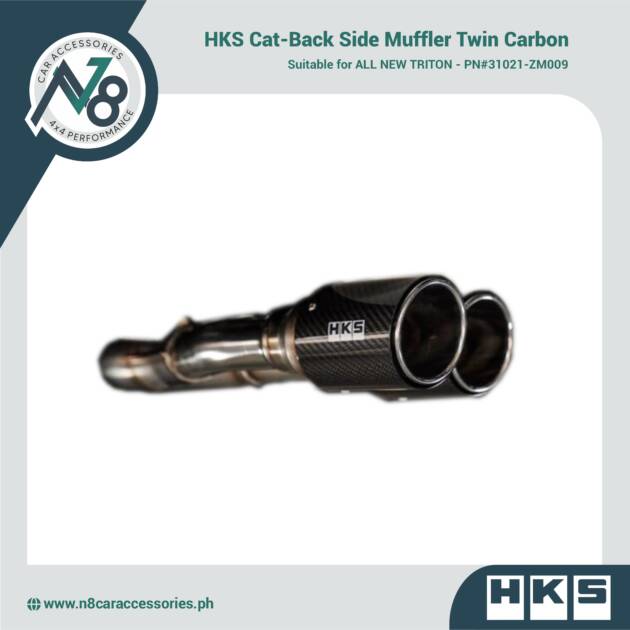 HKS Cat-Back Side Muffler Twin Carbon for ALL NEW TRITON - PN#31021-ZM009 Genuine
