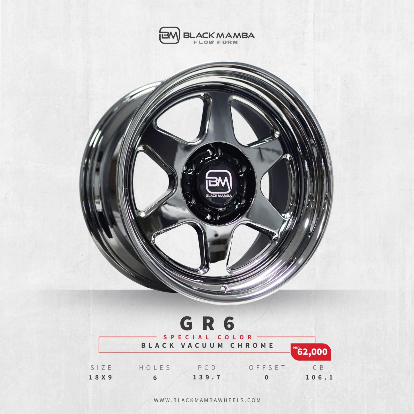 BLACK MAMBA GR6 18x9" 139.7 +00 BLACK VACUUM CHROME Genuine - Image 3
