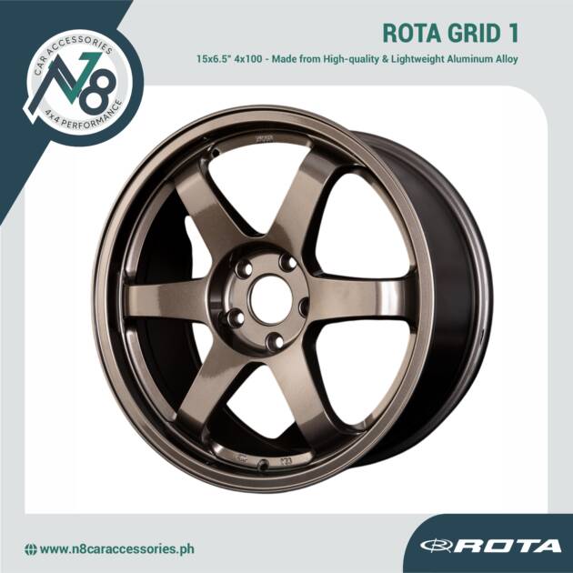 ROTA GRID1 15x6.5 4x100 GUN METALLIC Wheels Genuine