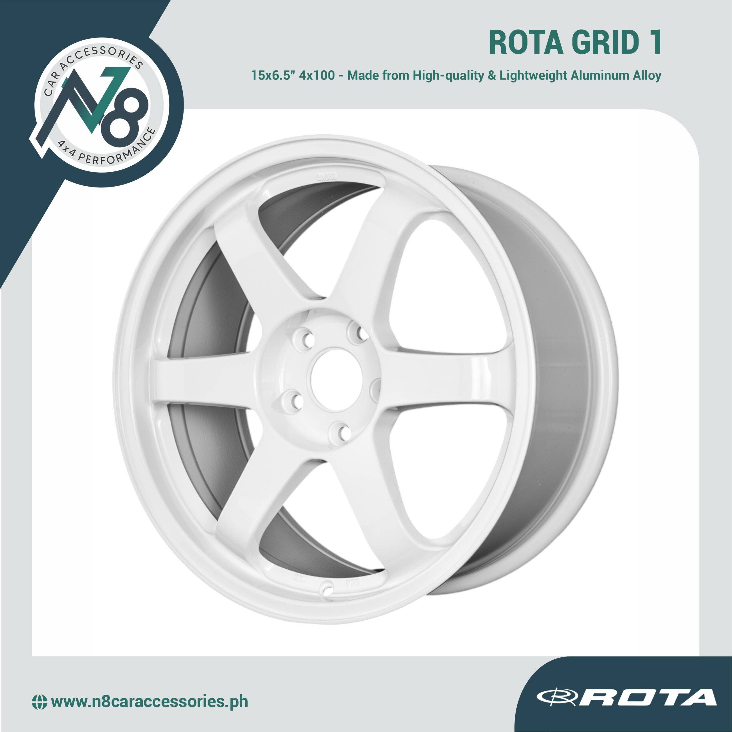 ROTA GRID1 15x6.5 4x100 WHITE Wheels Genuine