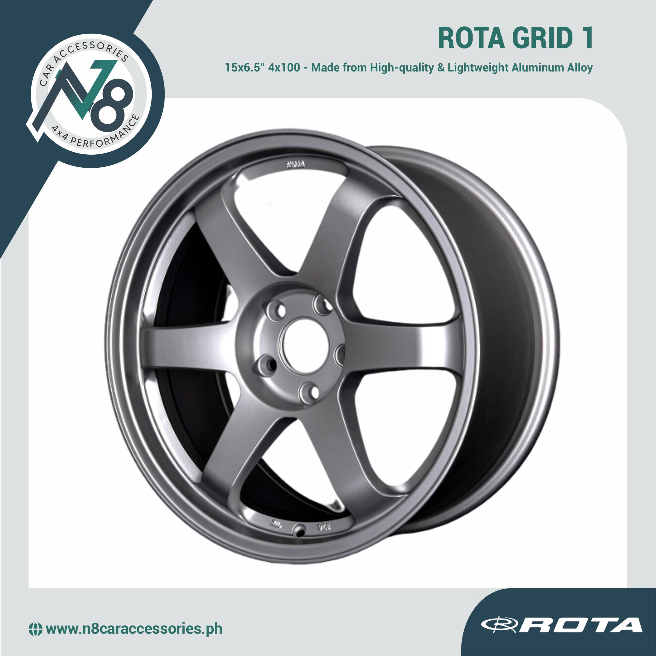 ROTA GRID1 15x6.5 4x100 SILVER Wheels Genuine