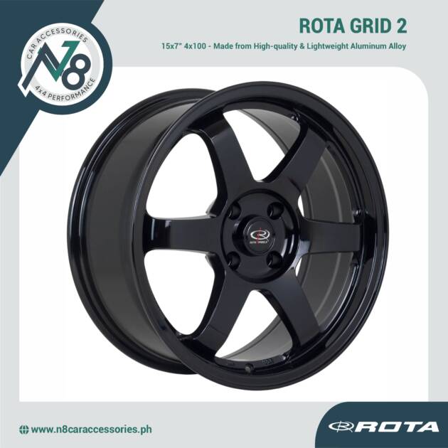 ROTA GRID2 15x7 4x100 FLAT BLACK Wheels Genuine