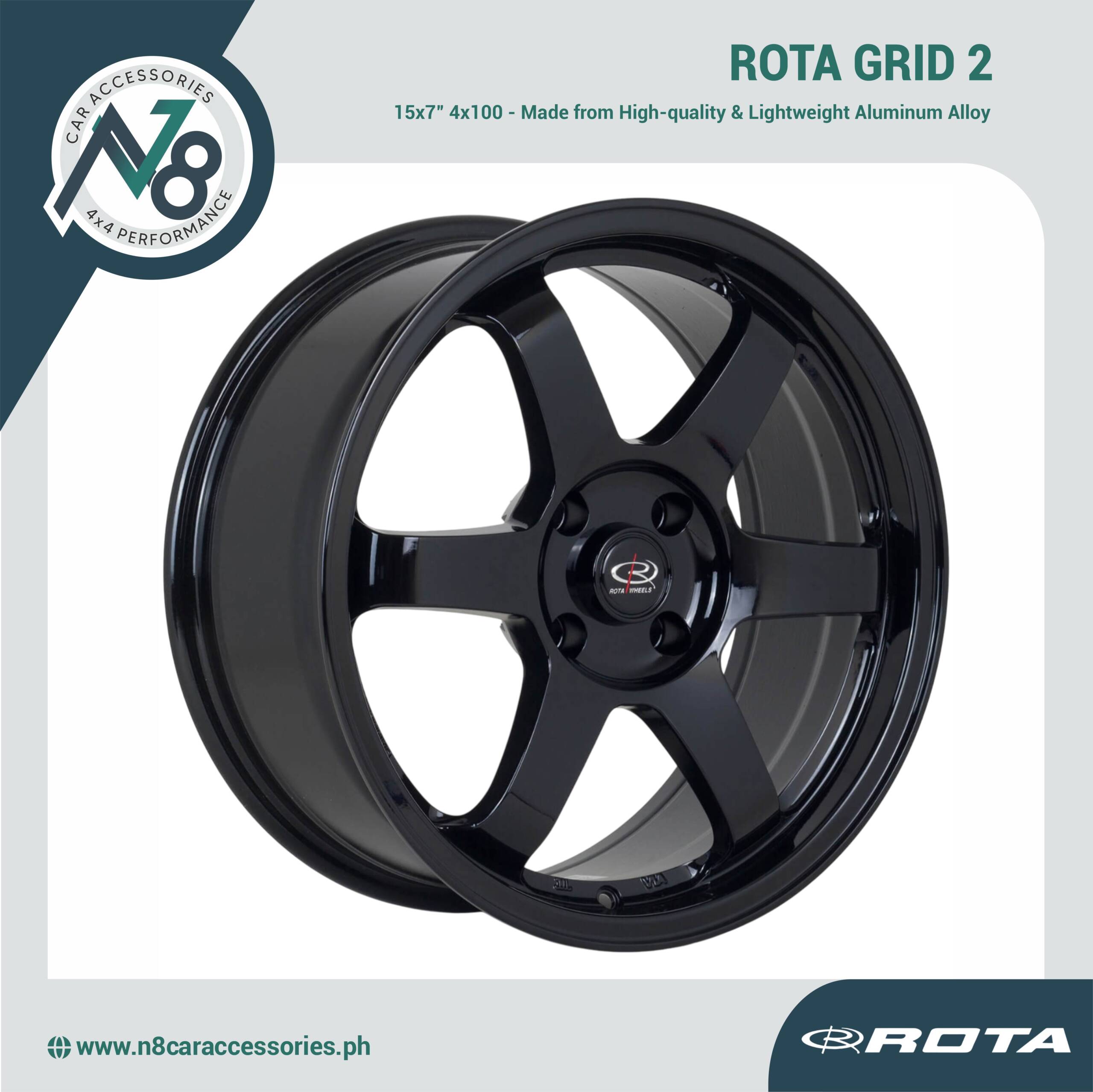 ROTA GRID2 15x7 4x100 FLAT BLACK Wheels Genuine