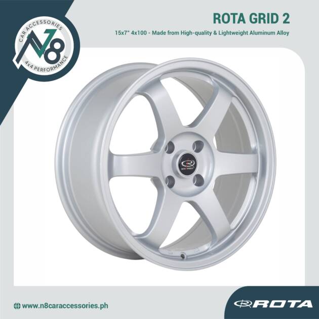ROTA GRID2 15x7 4x100 PLAIN SILVER Wheels Genuine