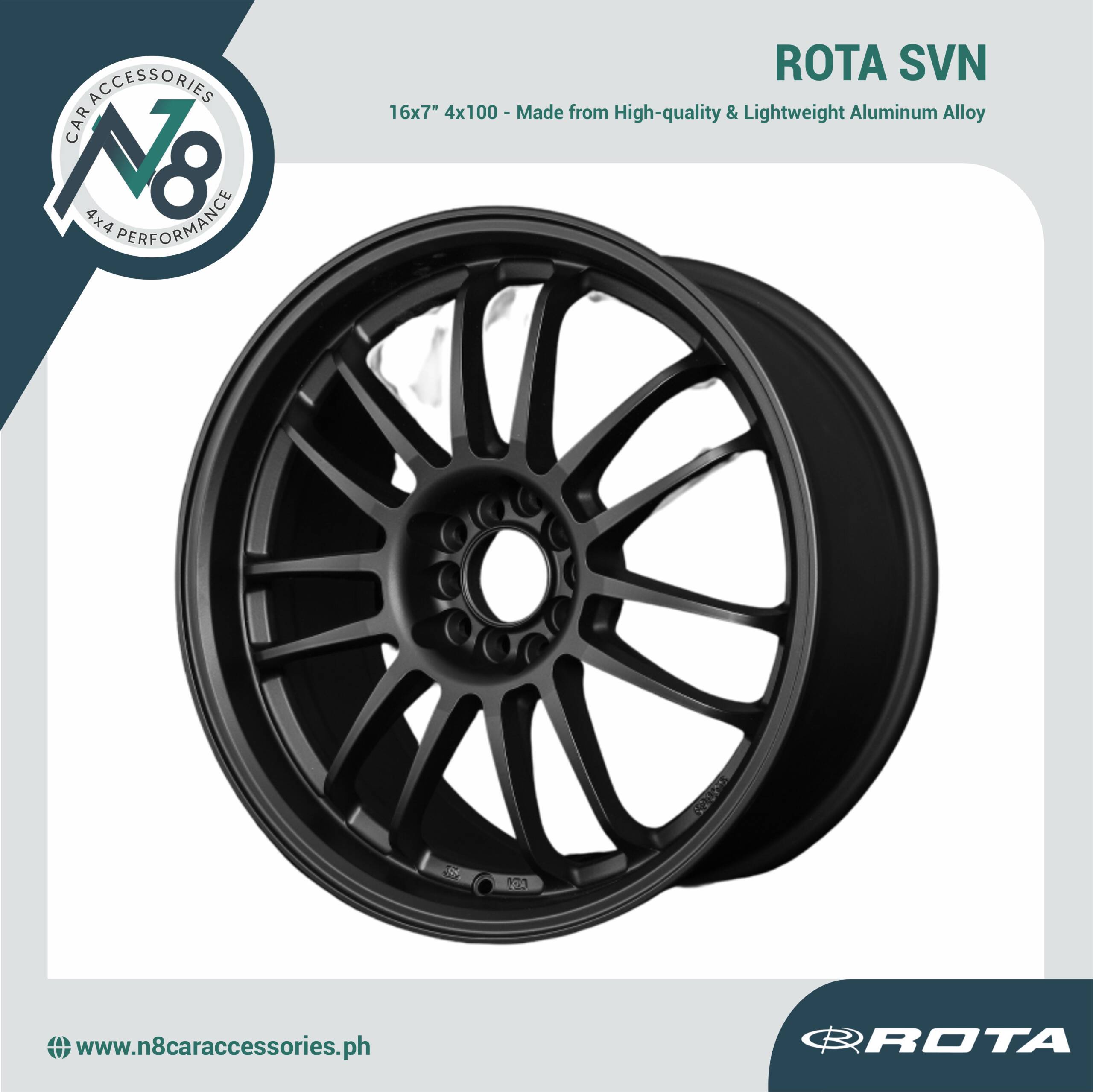 ROTA SVN 16x7 4x100 FLAT BLACK Wheels Genuine
