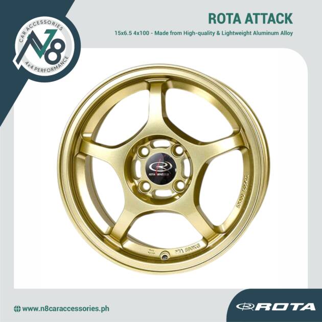 ROTA ATTACK 15x6.5 4x100 PLAIN GOLD Wheels Genuine
