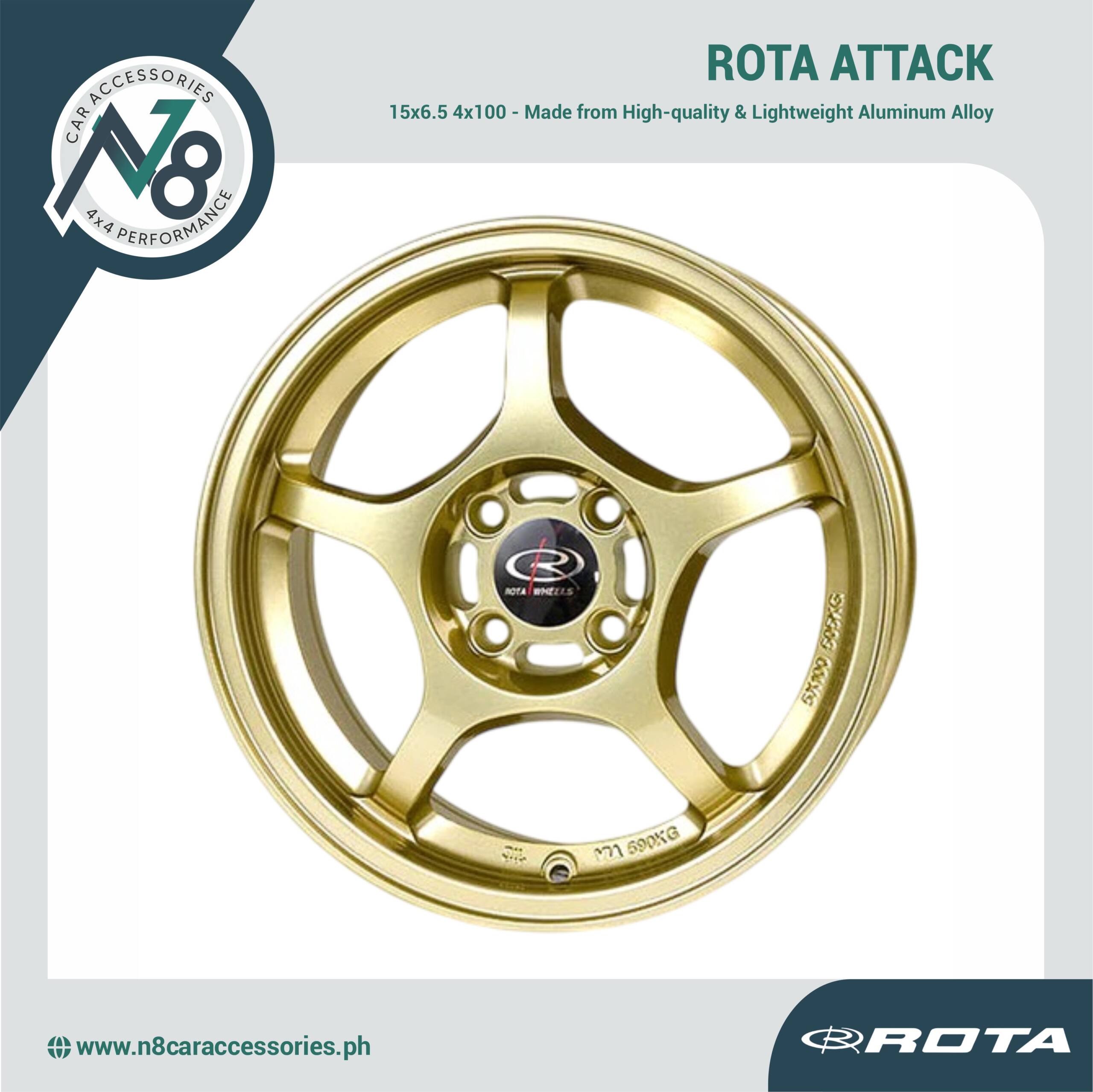 ROTA ATTACK 15x6.5 4x100 PLAIN GOLD Wheels Genuine