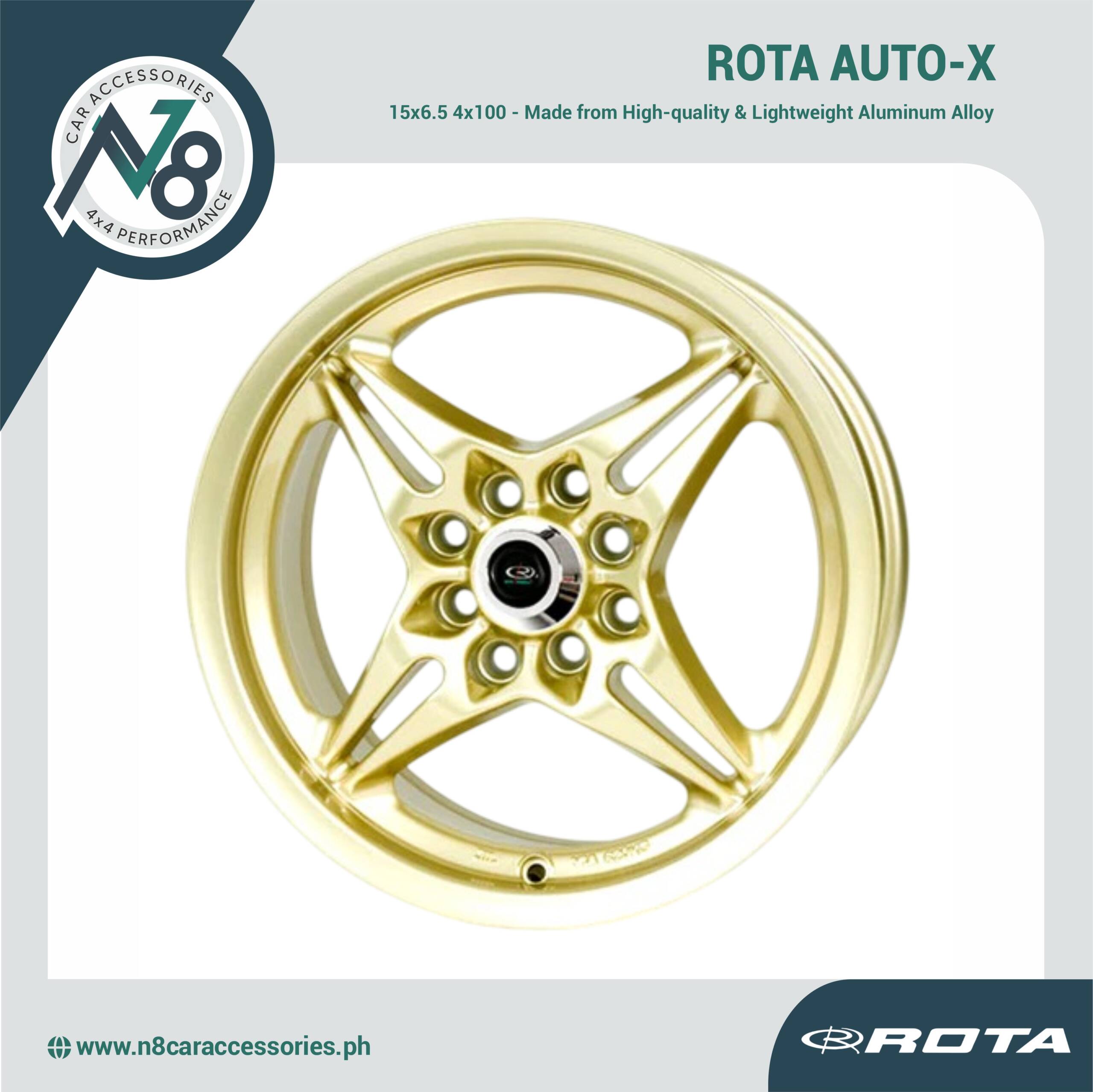 ROTA AUTO-X 15x6.5 4x100 PLAIN GOLD Wheels Genuine