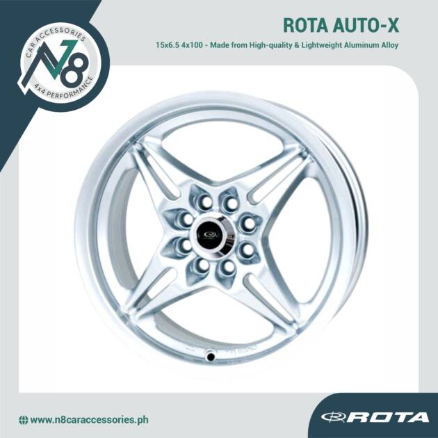 ROTA AUTO-X 15x6.5 4x100 PLAIN SILVER Wheels Genuine